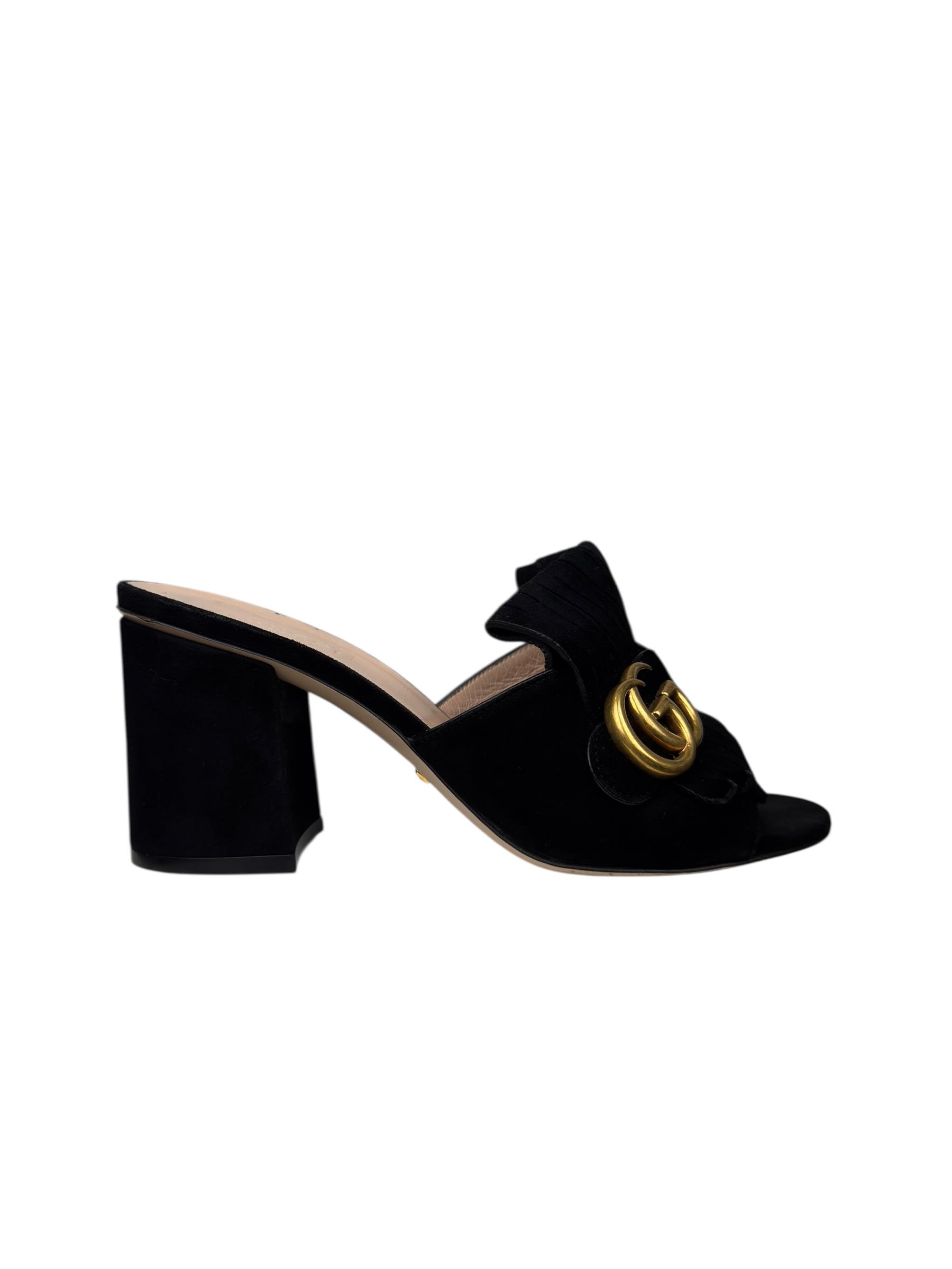GUCCI SUEDE GG MARMONT HEELS