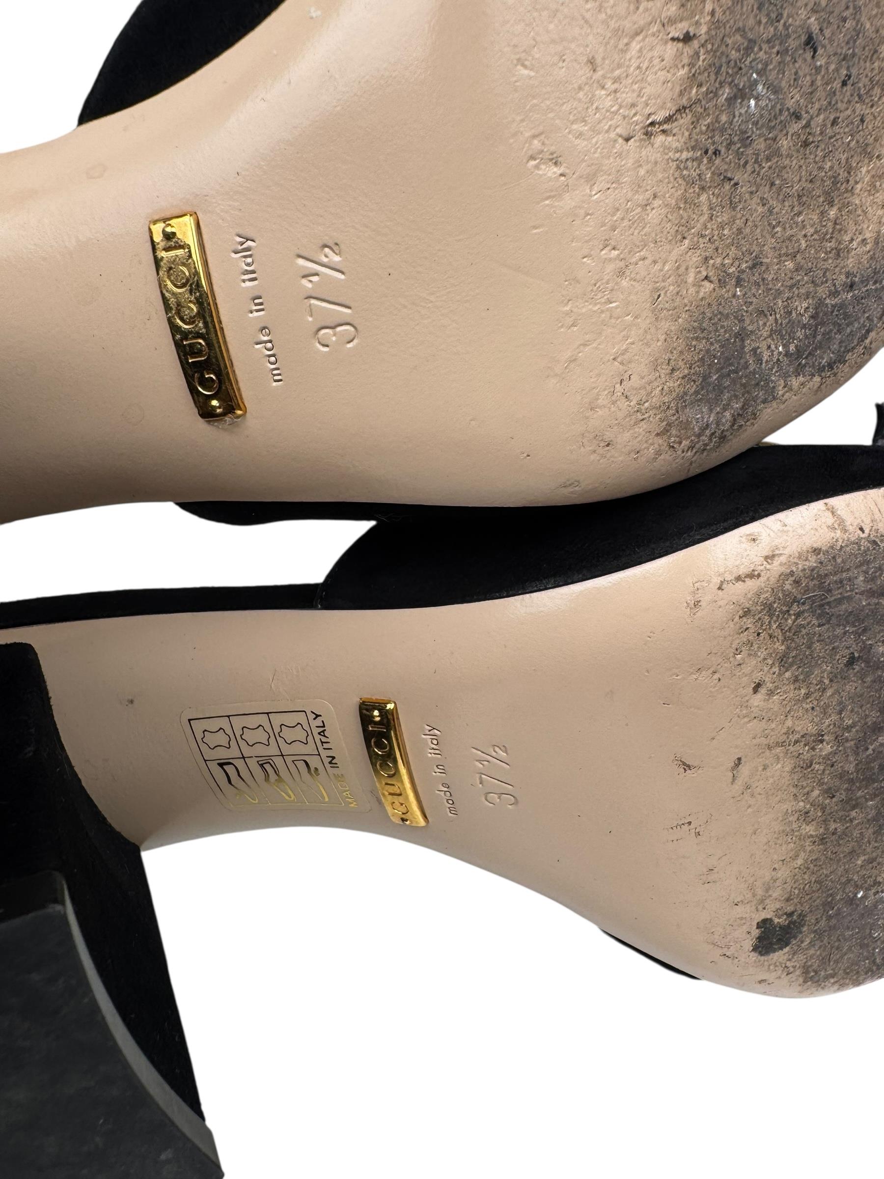 GUCCI SUEDE GG MARMONT HEELS