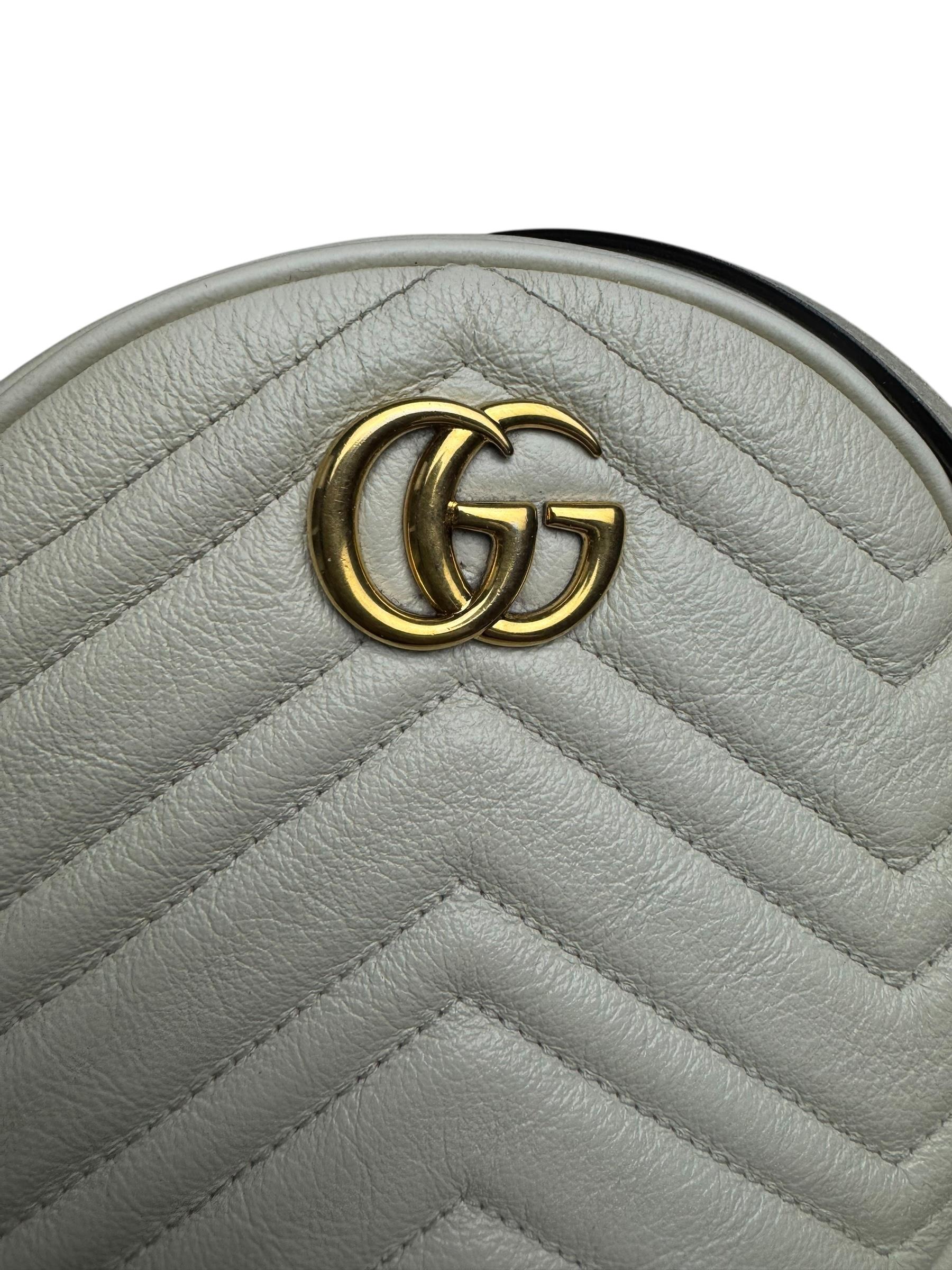 GUCCI WHITE GG ROUND MARMONT BAG