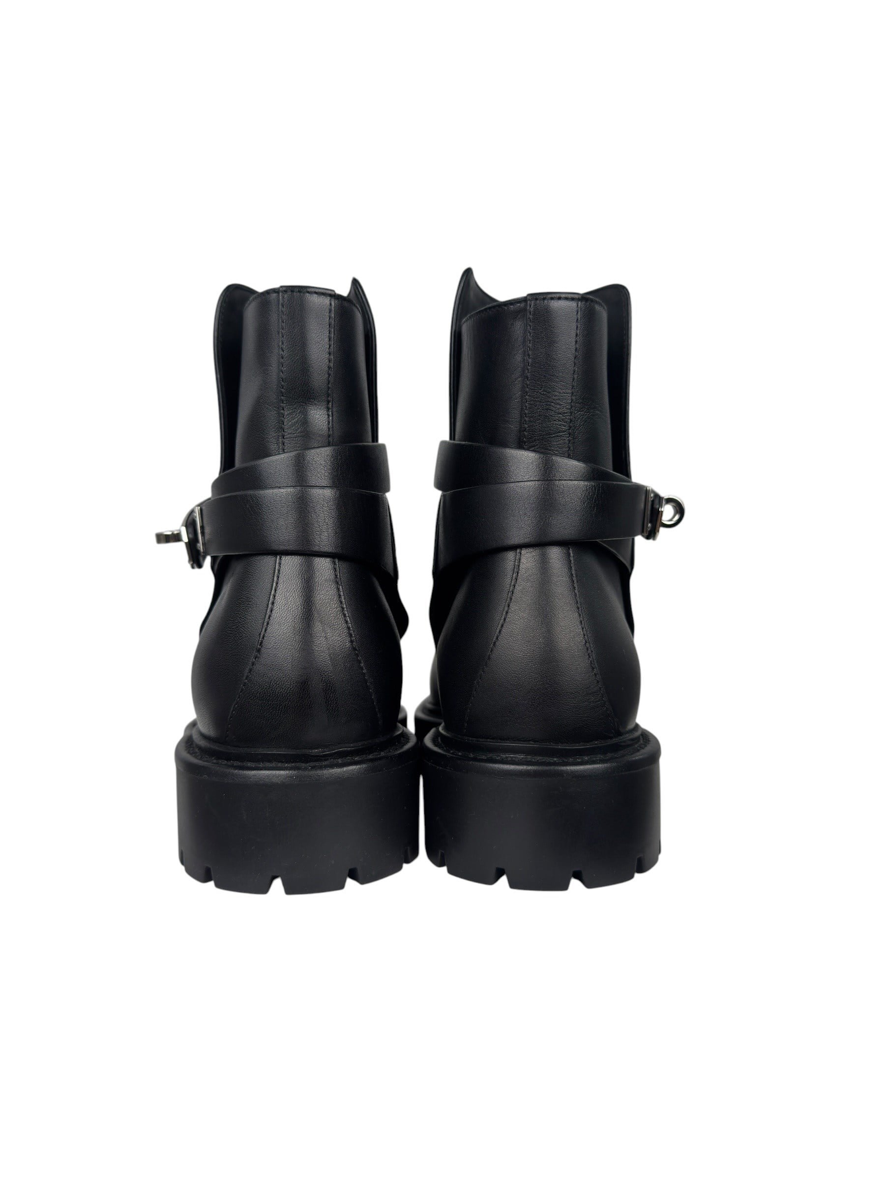 HERMES BLACK LEATHER JEFF ANKLE BOOTS