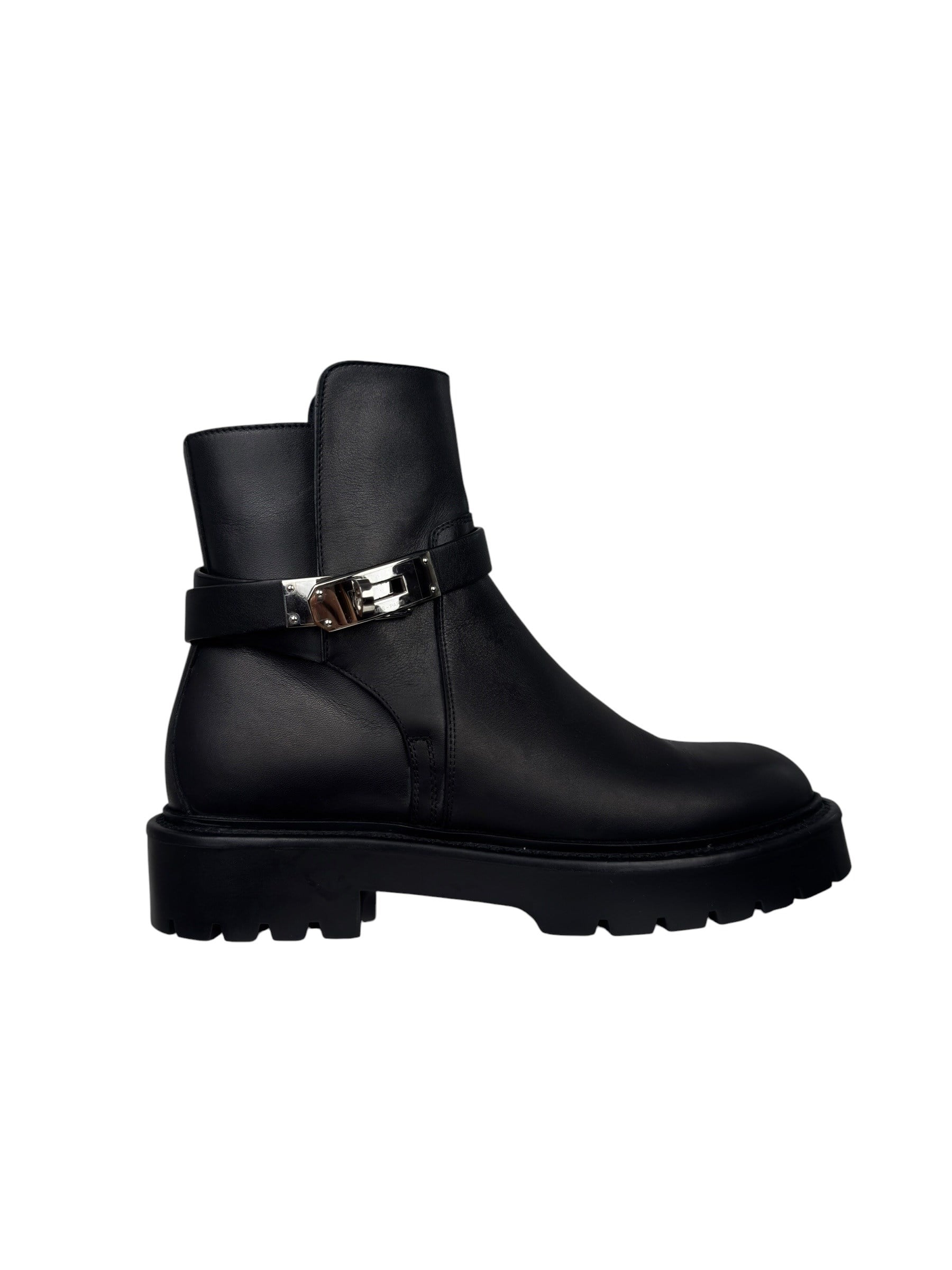 HERMES BLACK LEATHER JEFF ANKLE BOOTS