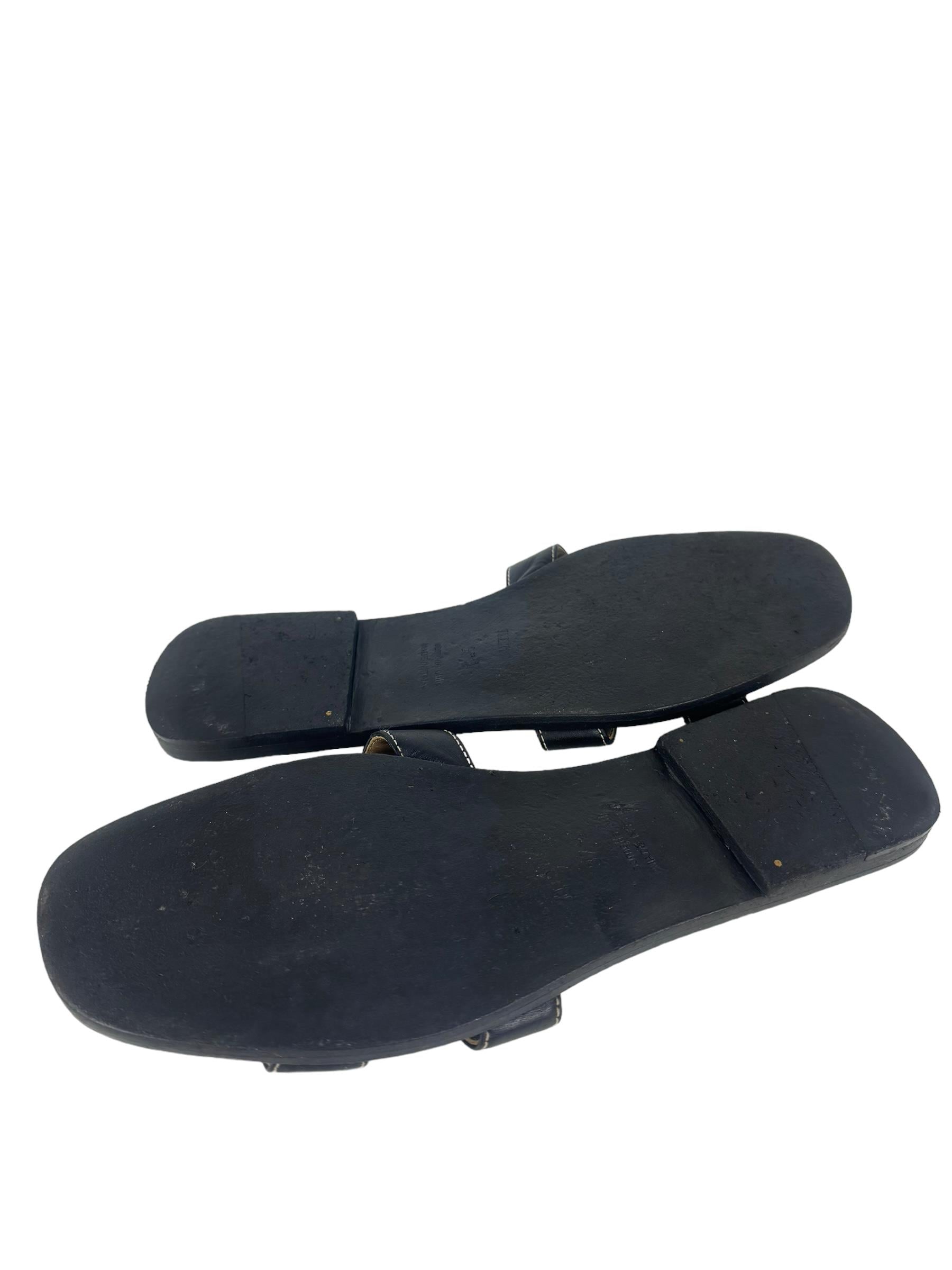 HERMES BLACK ORAN SANDALS