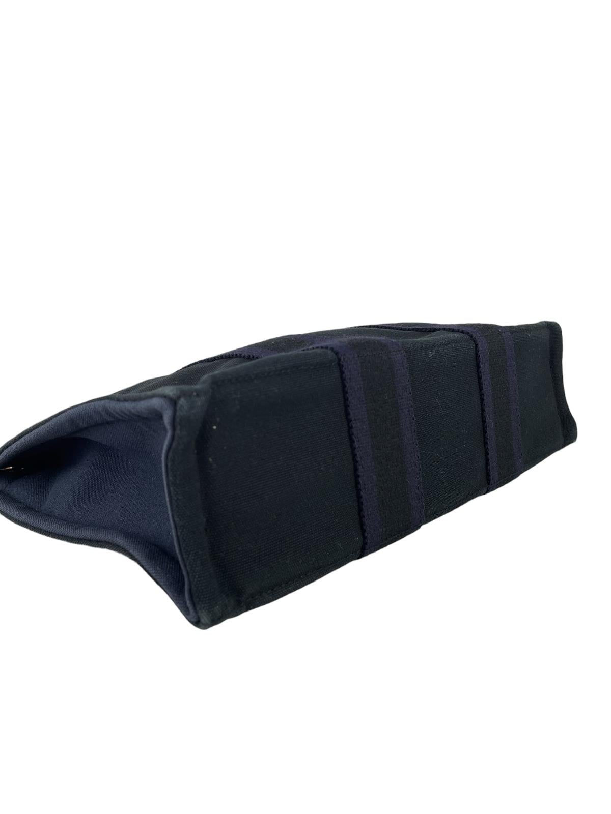 HERMES NAVY CLOTH HANDBAG