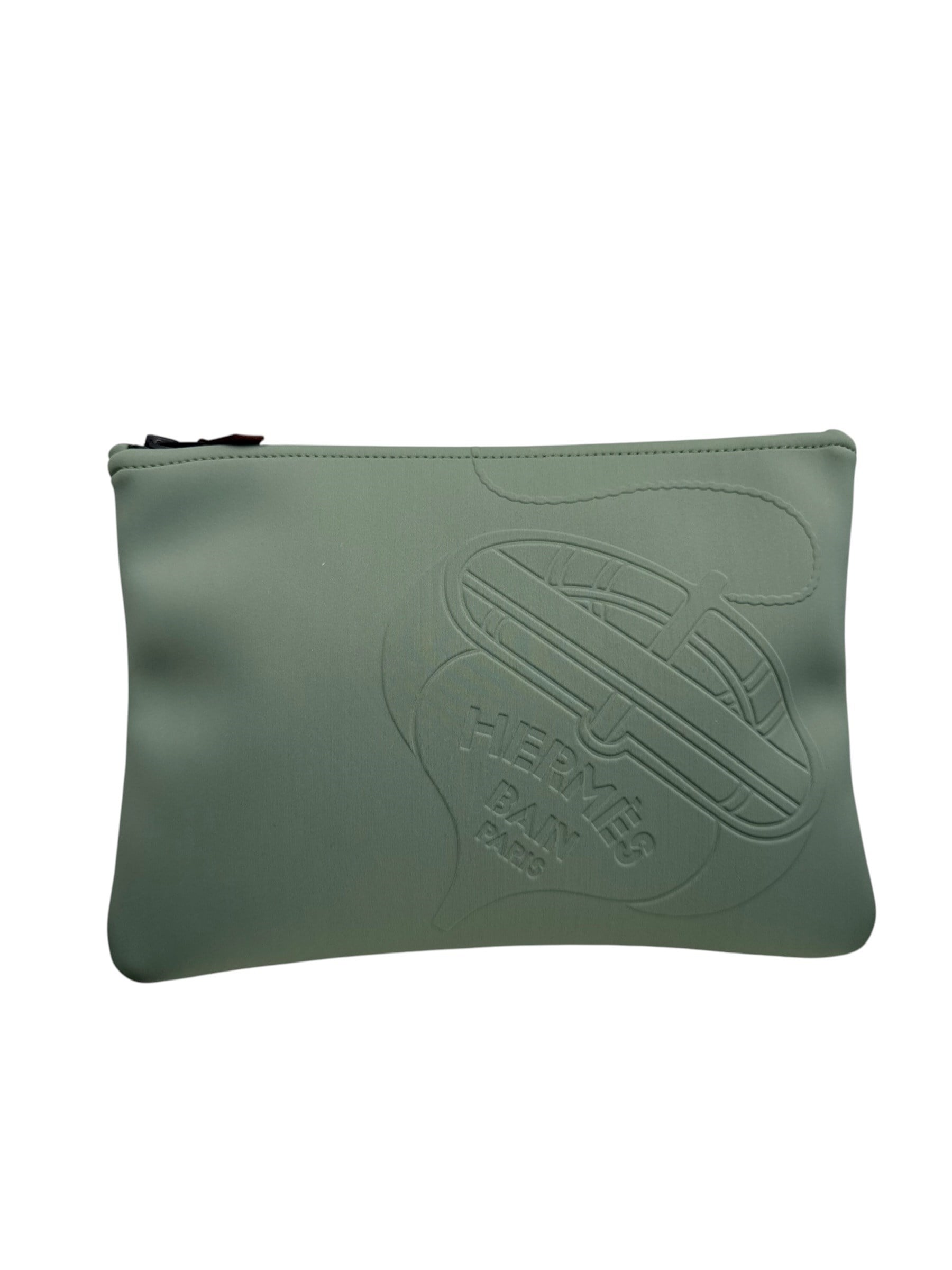 HERMES NEOBAIN GREEN CLUTCH BAG