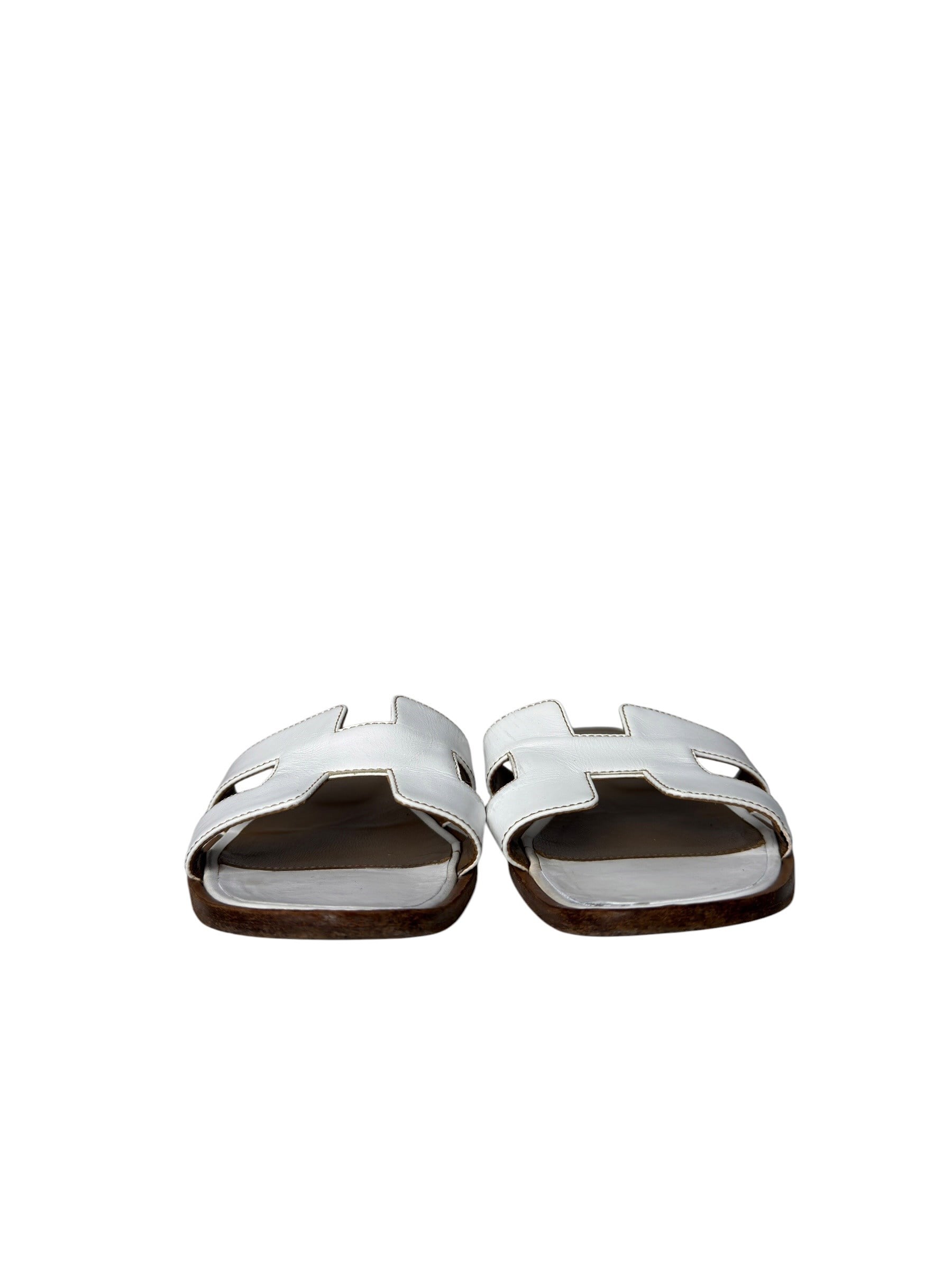 HERMES ORAN WHITE SANDALS