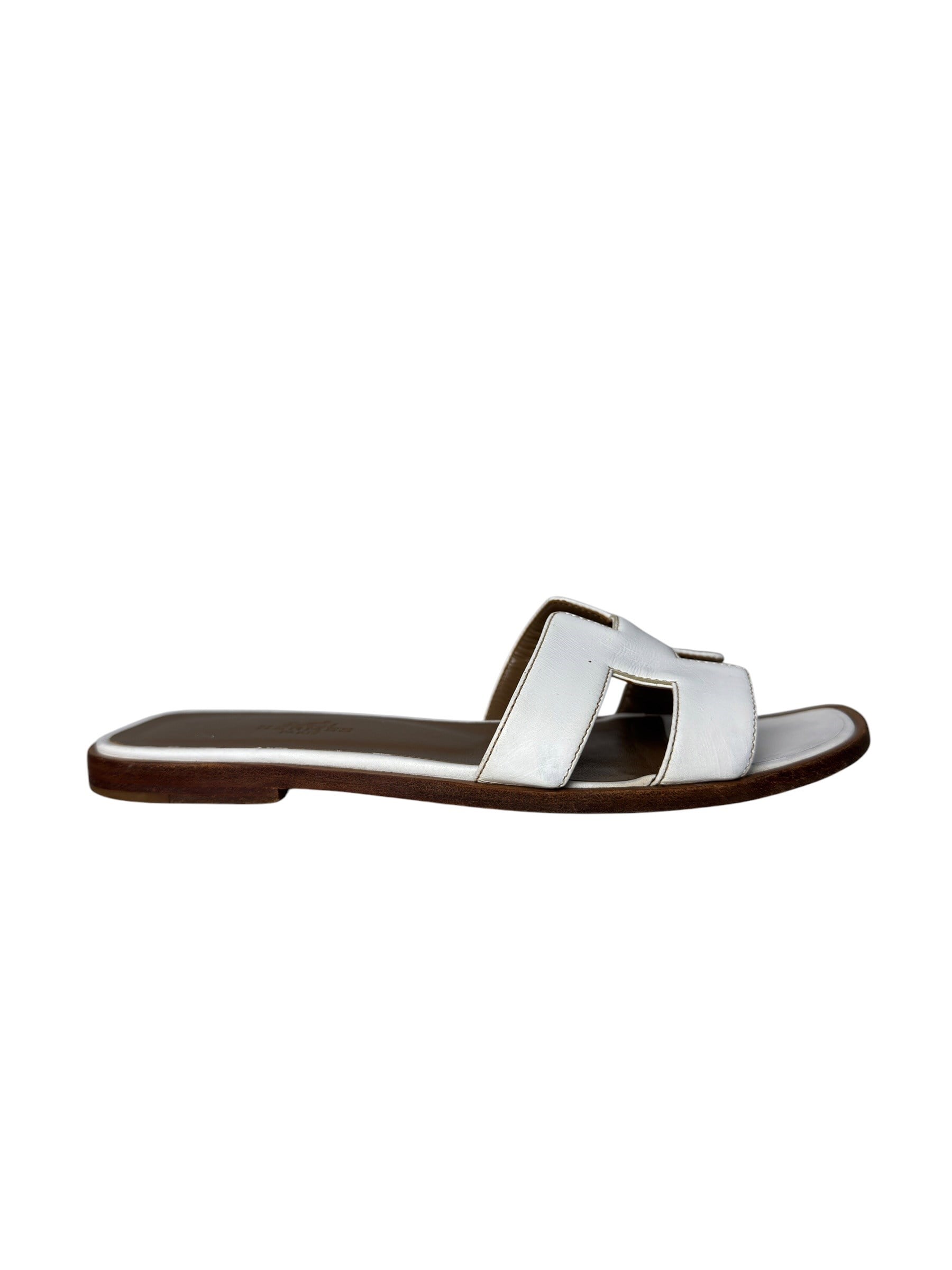 HERMES ORAN WHITE SANDALS