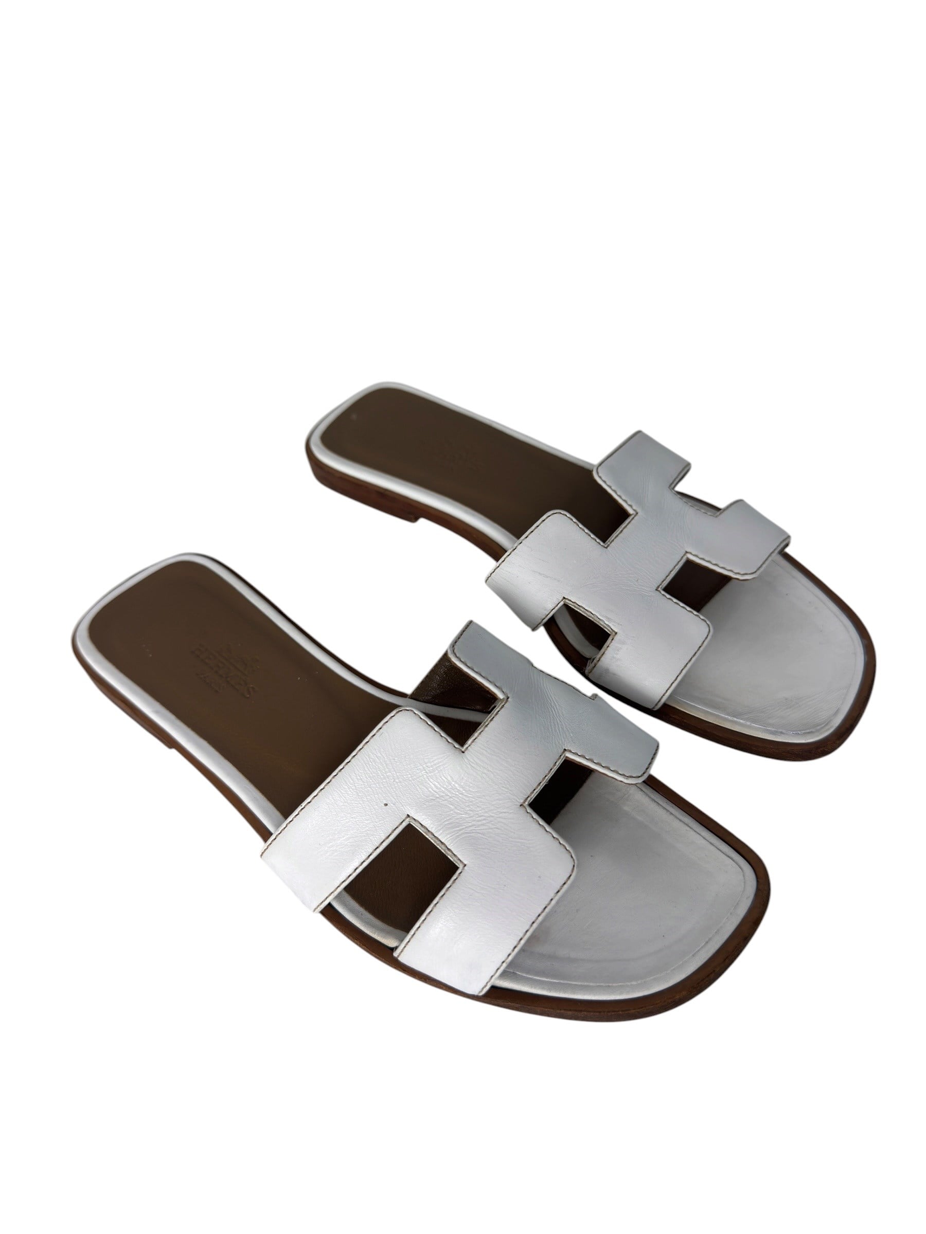 HERMES ORAN WHITE SANDALS