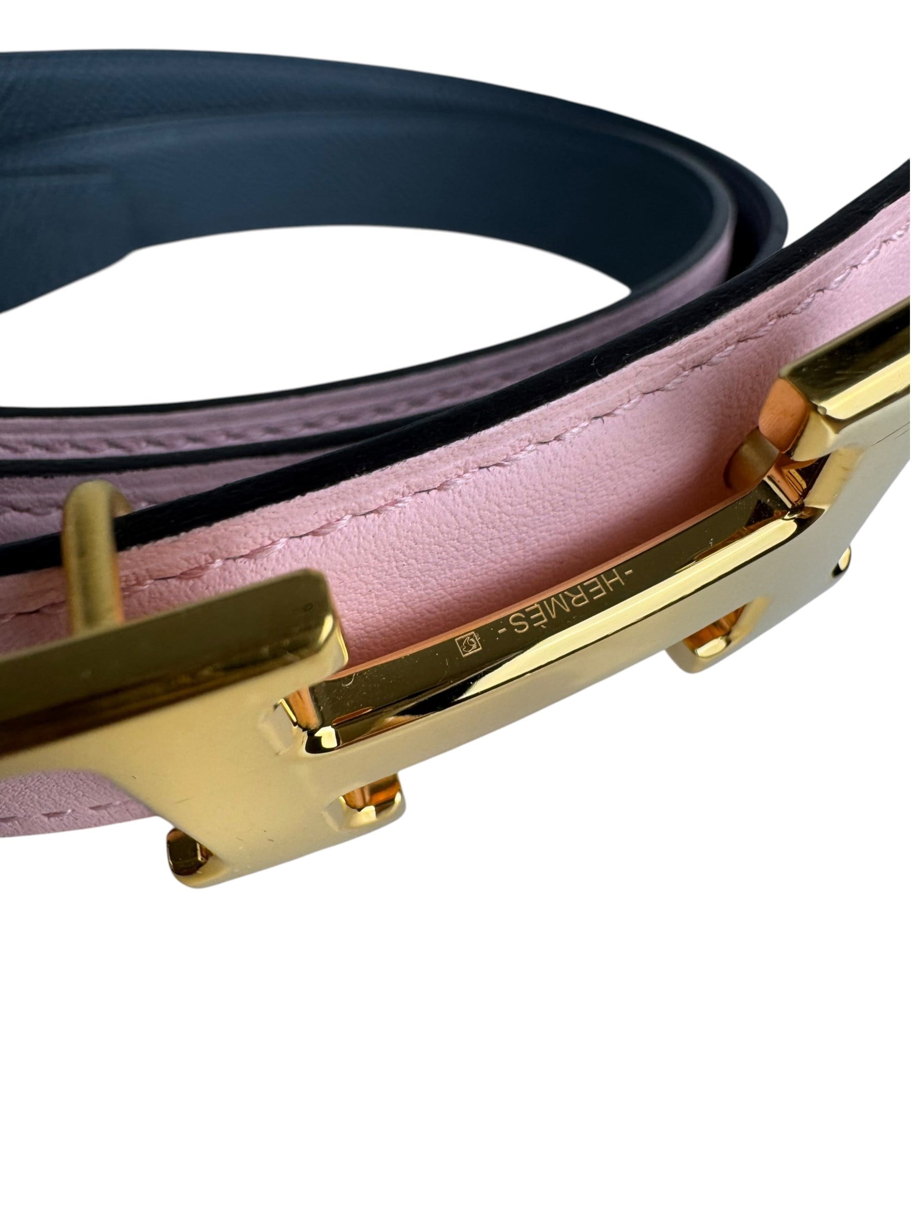 HERMES ROSE SAKURA SWIFT LEATHER BELT