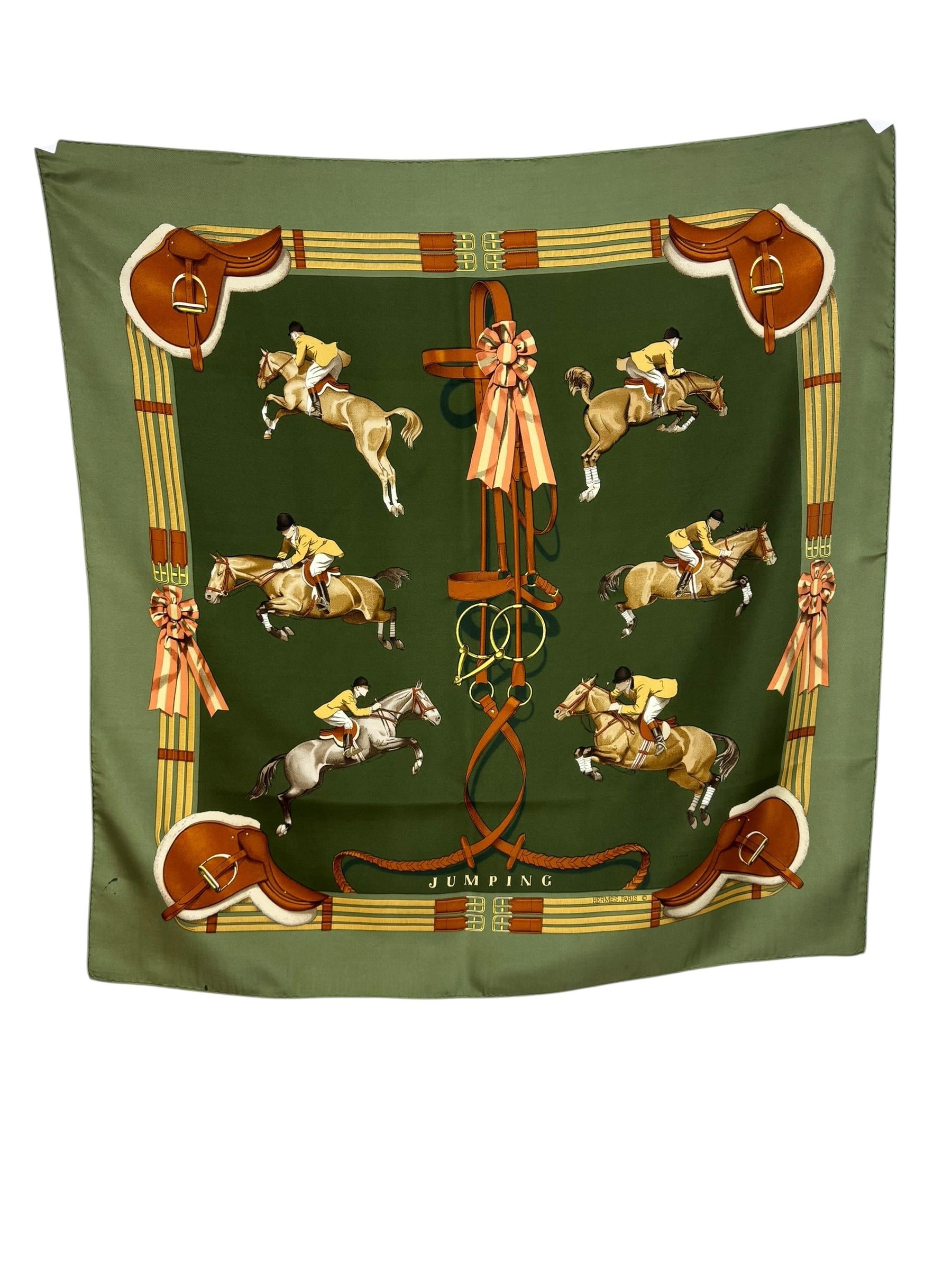 HERMES SILK CARRE 90 JUMPING SCARF