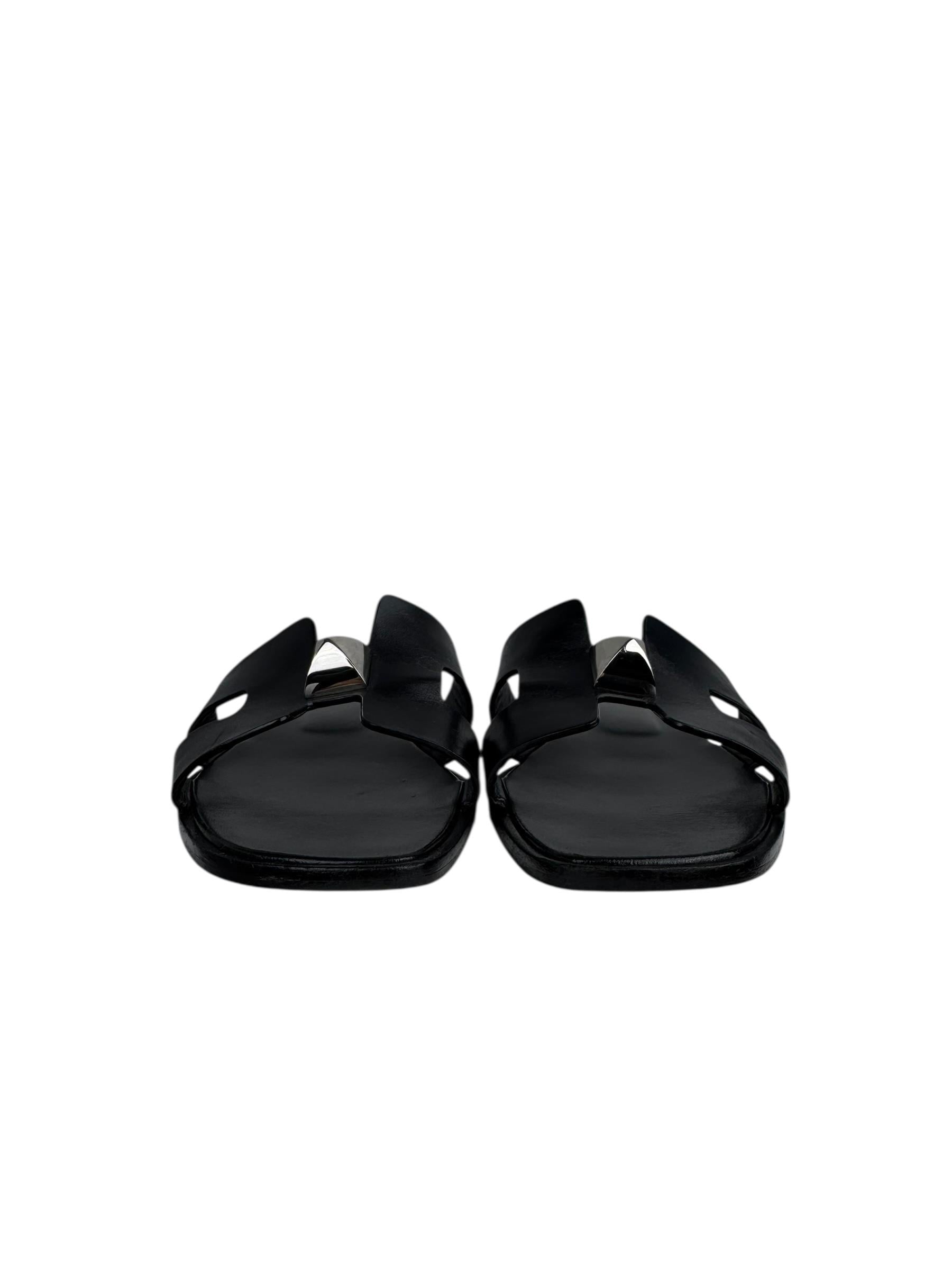 HERMES SILVER STUD ORAN SANDAL
