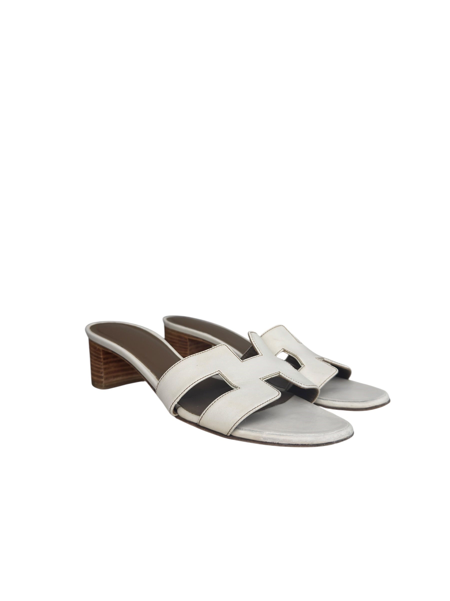 HERMES WHITE ORAN SANDALS
