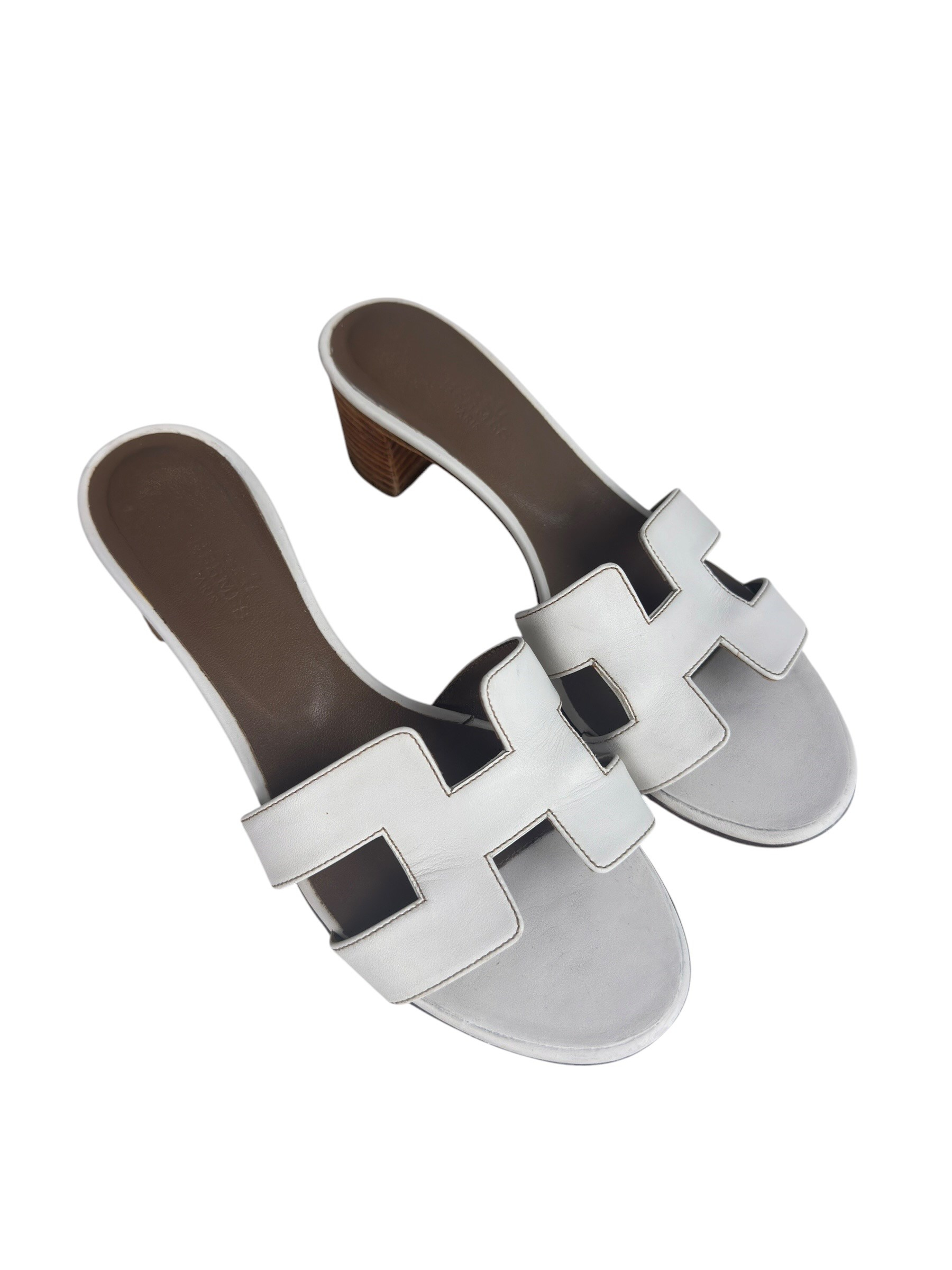 HERMES WHITE ORAN SANDALS
