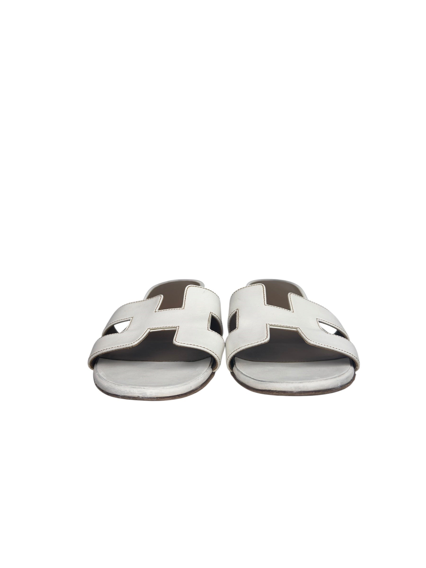 HERMES WHITE ORAN SANDALS