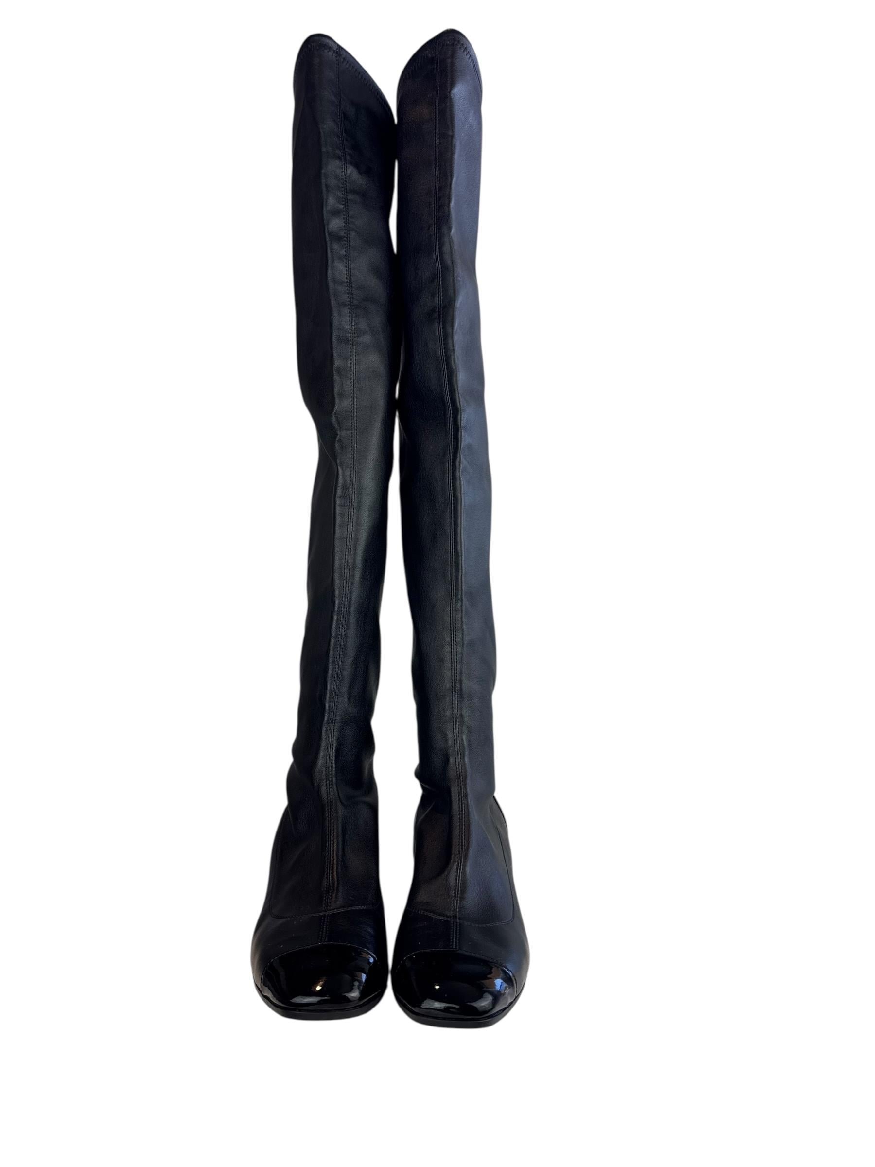 ISABEL MARANT BLACK LEATHER OVER KNEE BOOTS