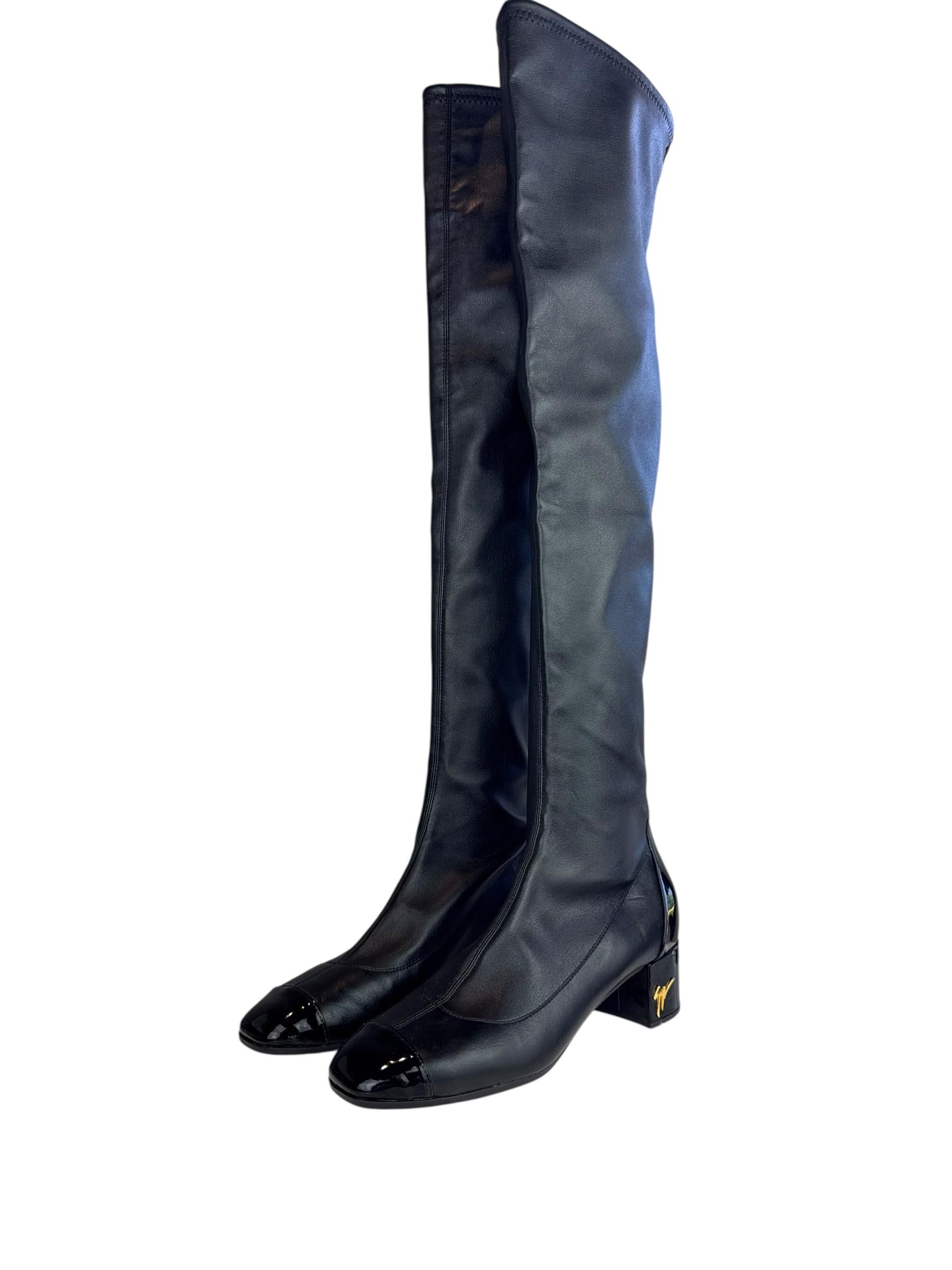 ISABEL MARANT BLACK LEATHER OVER KNEE BOOTS