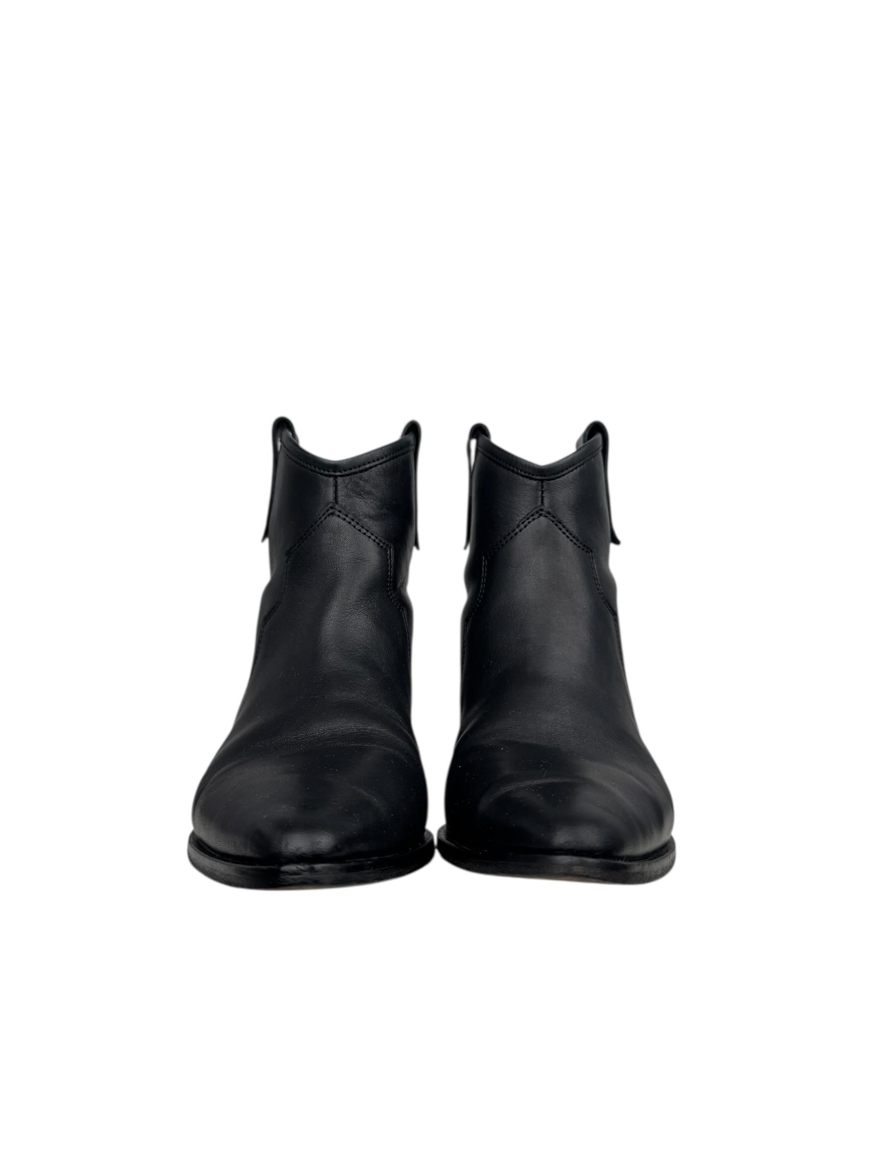 ISABEL MARANT BLACK LEATHER WESTERN BOOTS