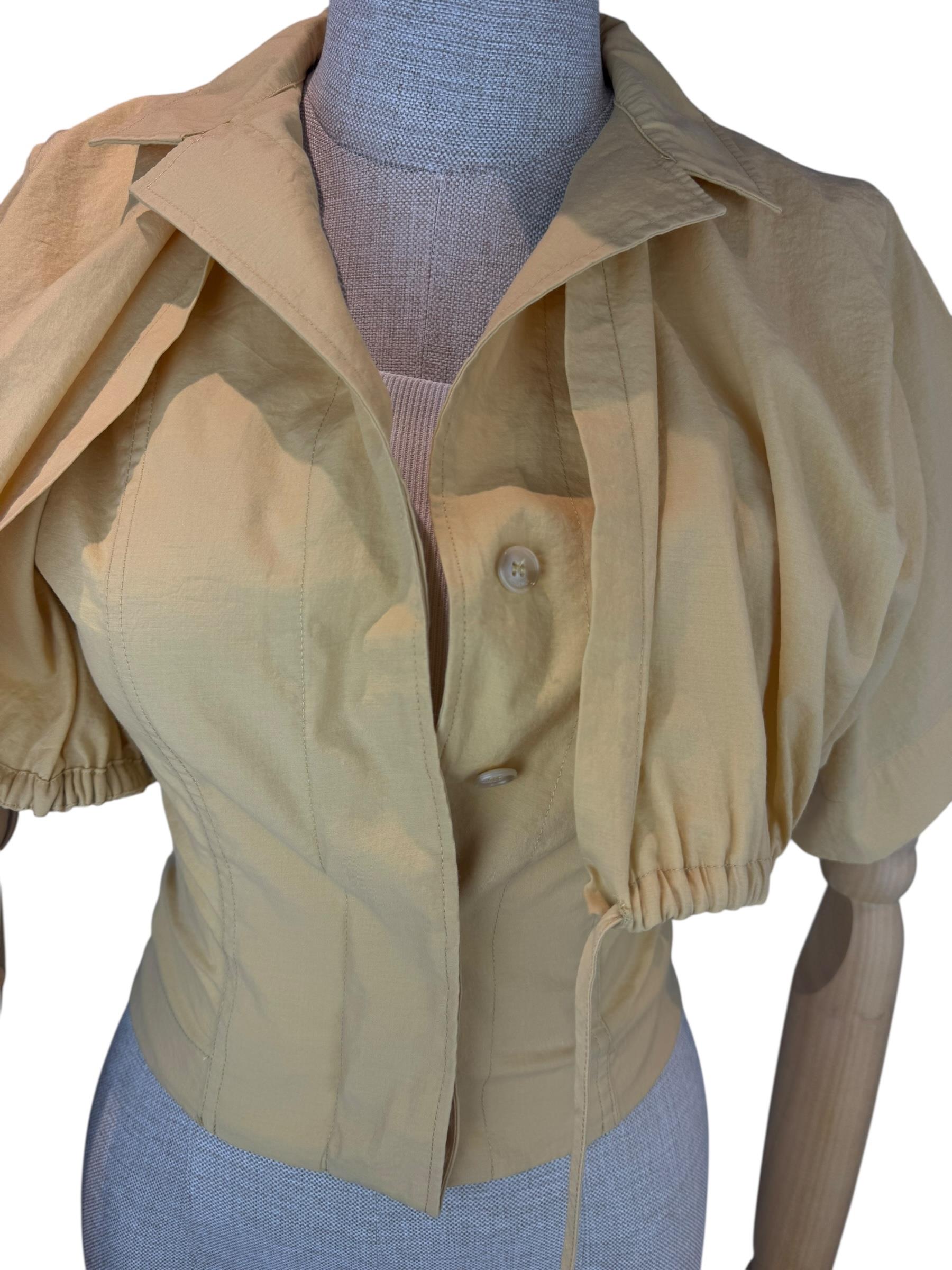 JACQUEMUS COTTON CROPPED SHIRT