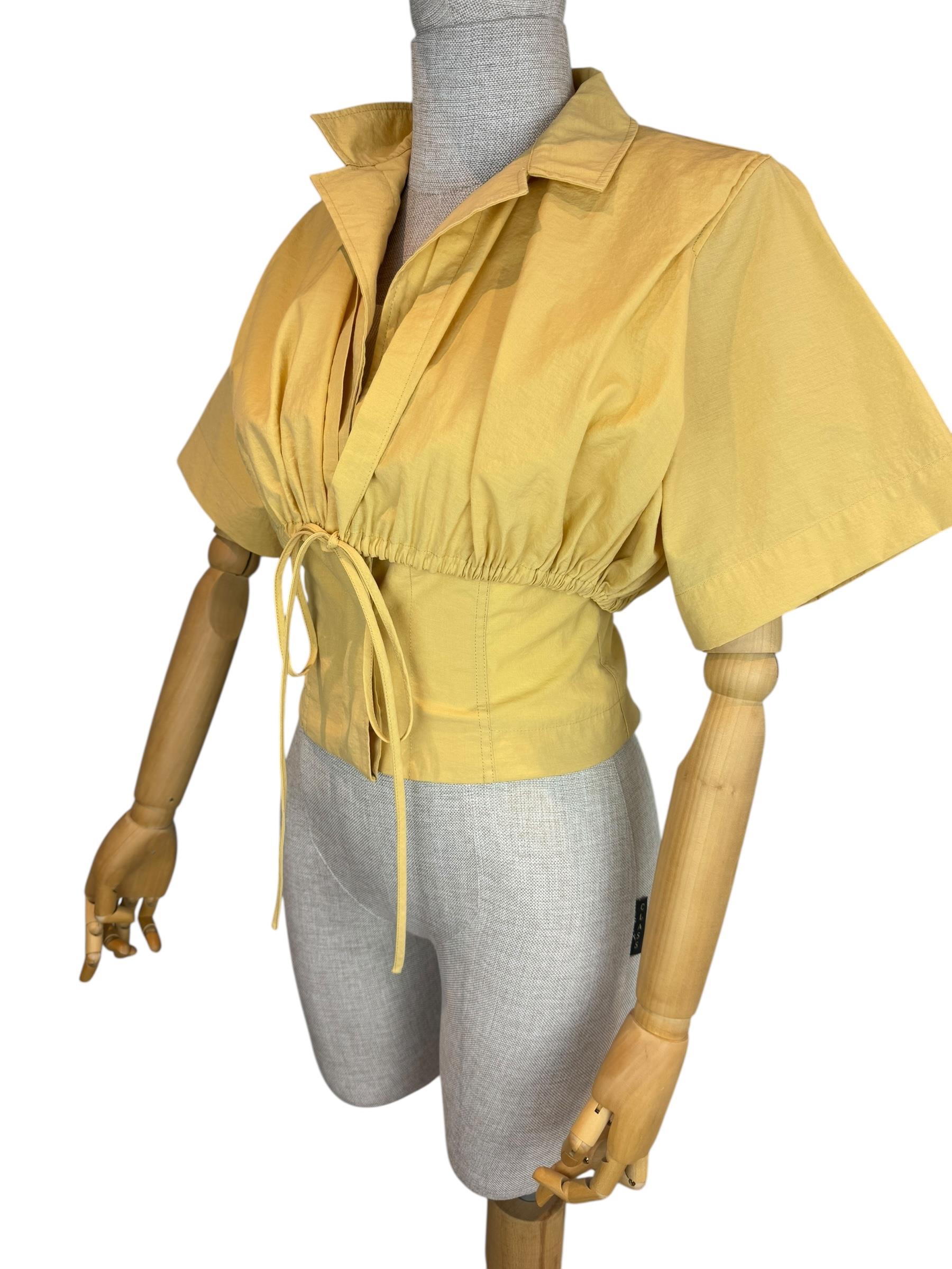 JACQUEMUS COTTON CROPPED SHIRT