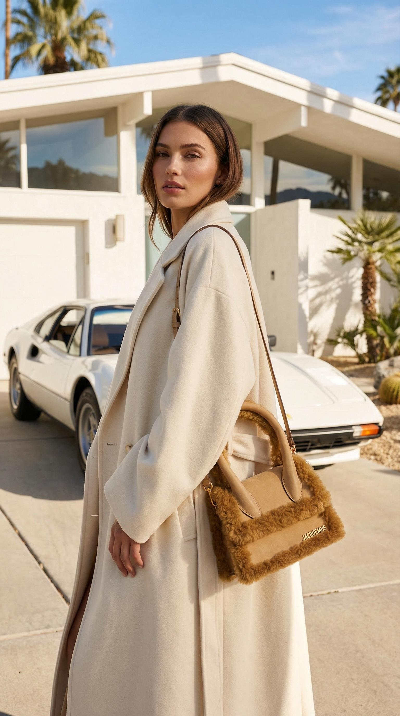 JACQUEMUS LE CHIQUITO SHEARLING MOYEN BAG