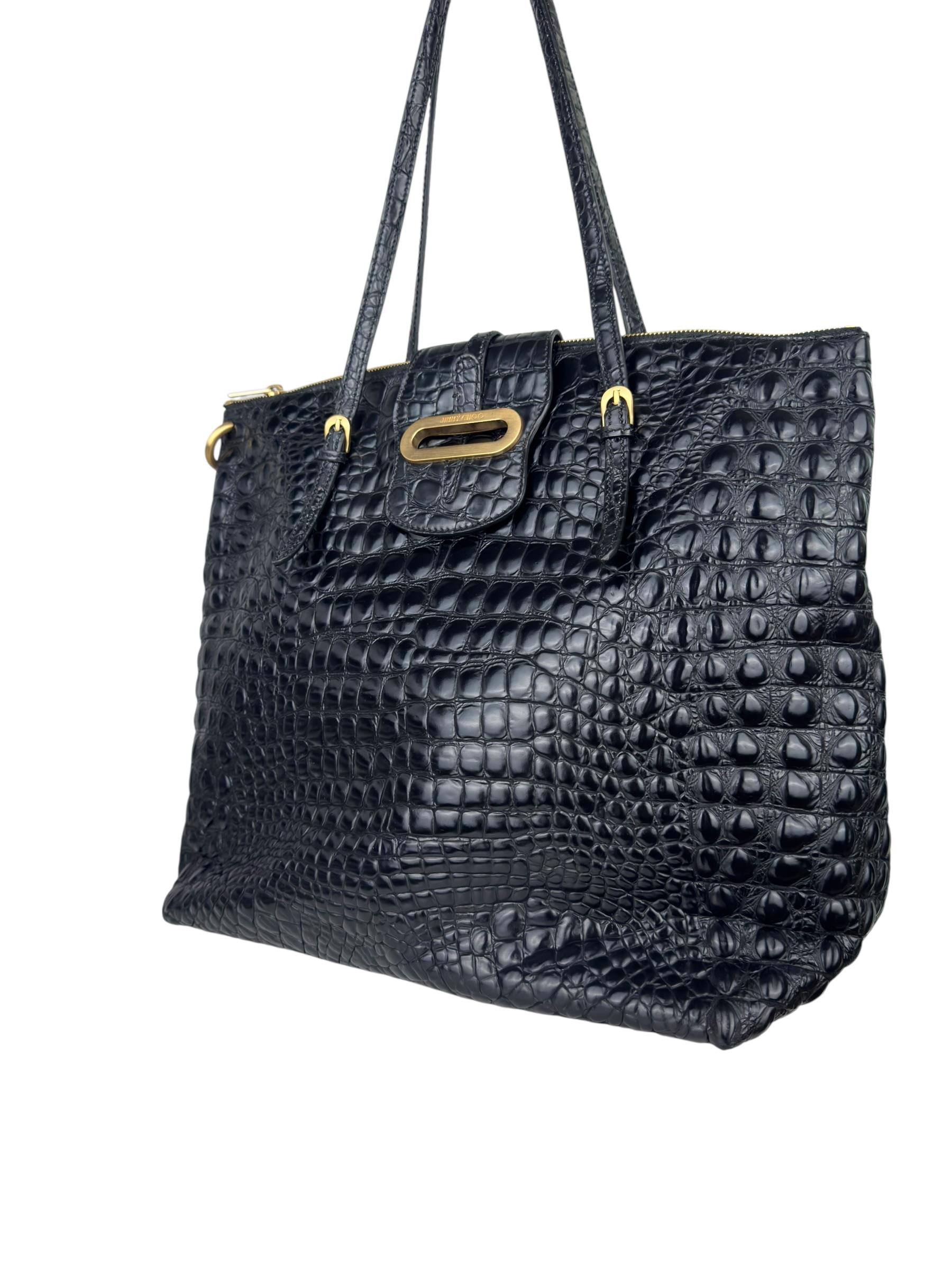 JIMMY CHOO CROCODILE PRINT TOTE