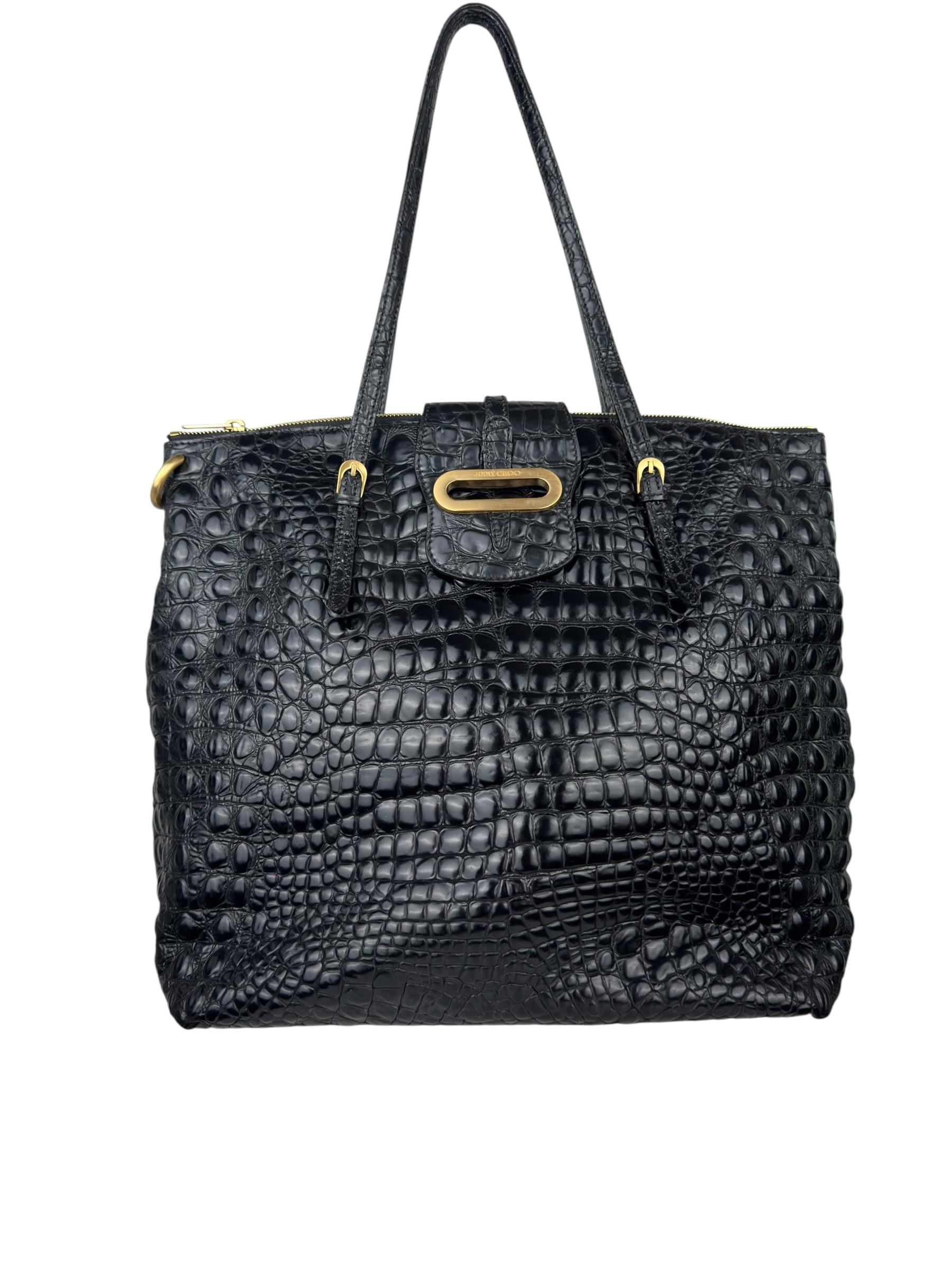 JIMMY CHOO CROCODILE PRINT TOTE