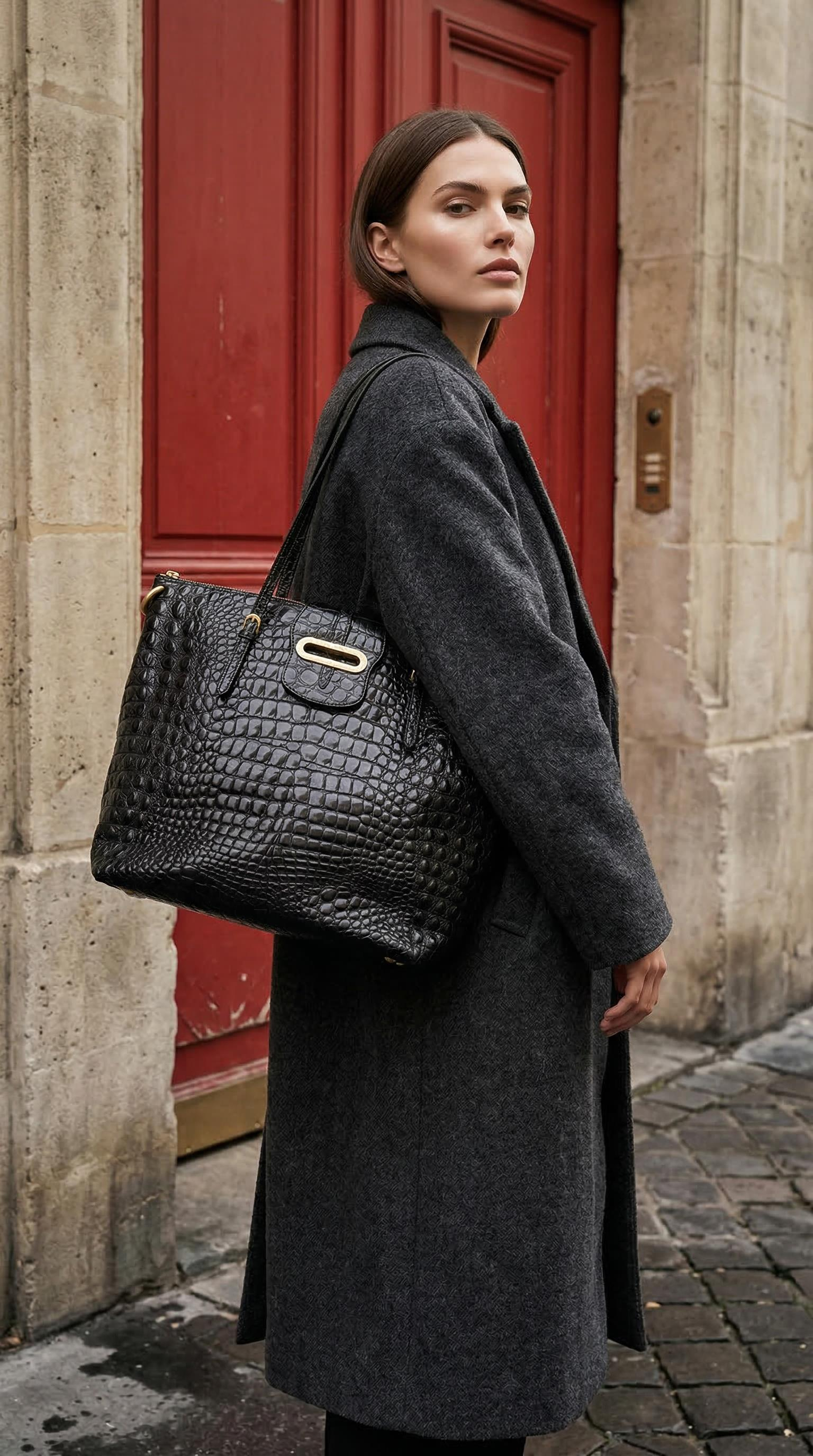 JIMMY CHOO CROCODILE PRINT TOTE