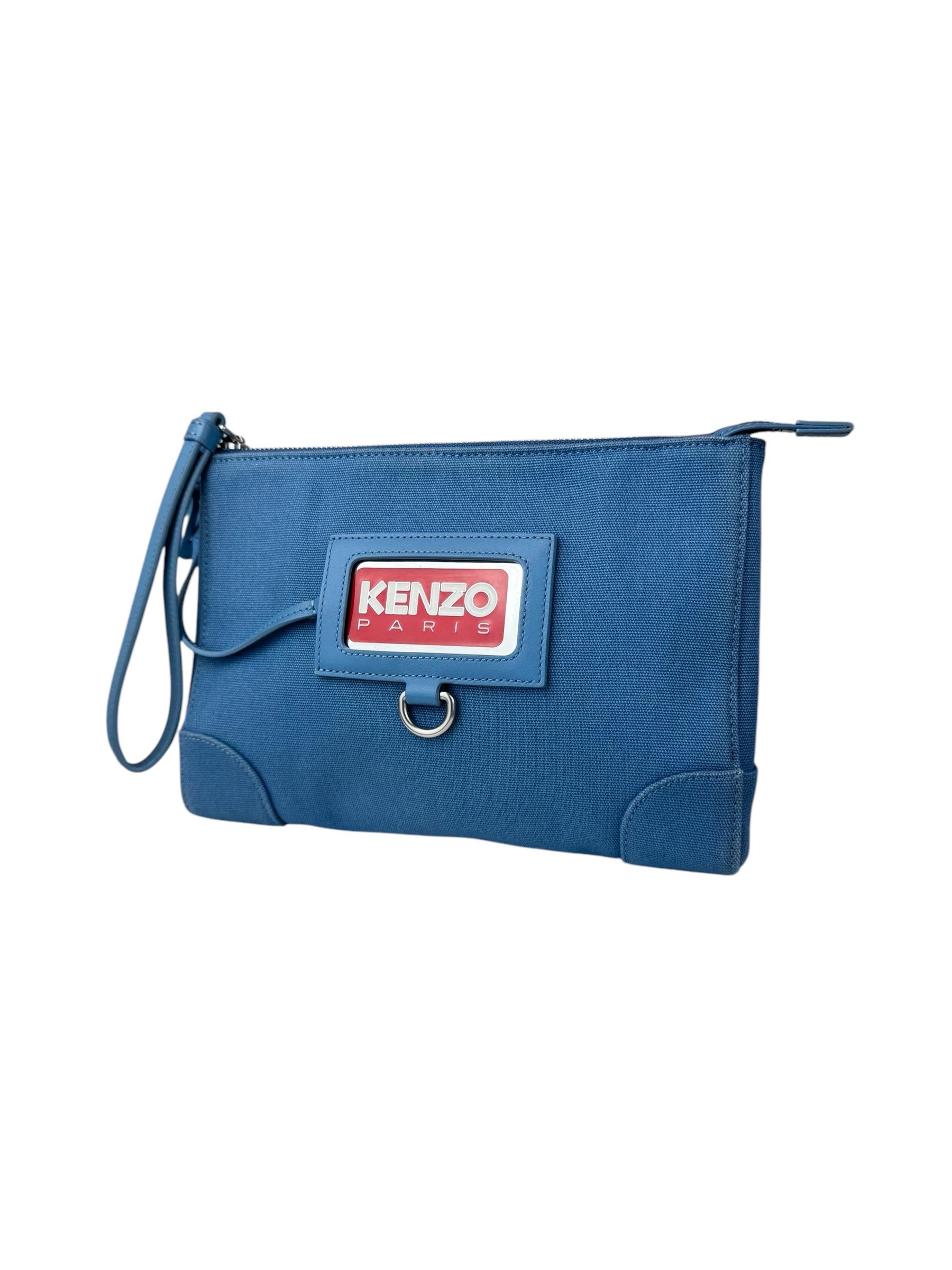 KENZO BLUE CANVAS CLUTCH