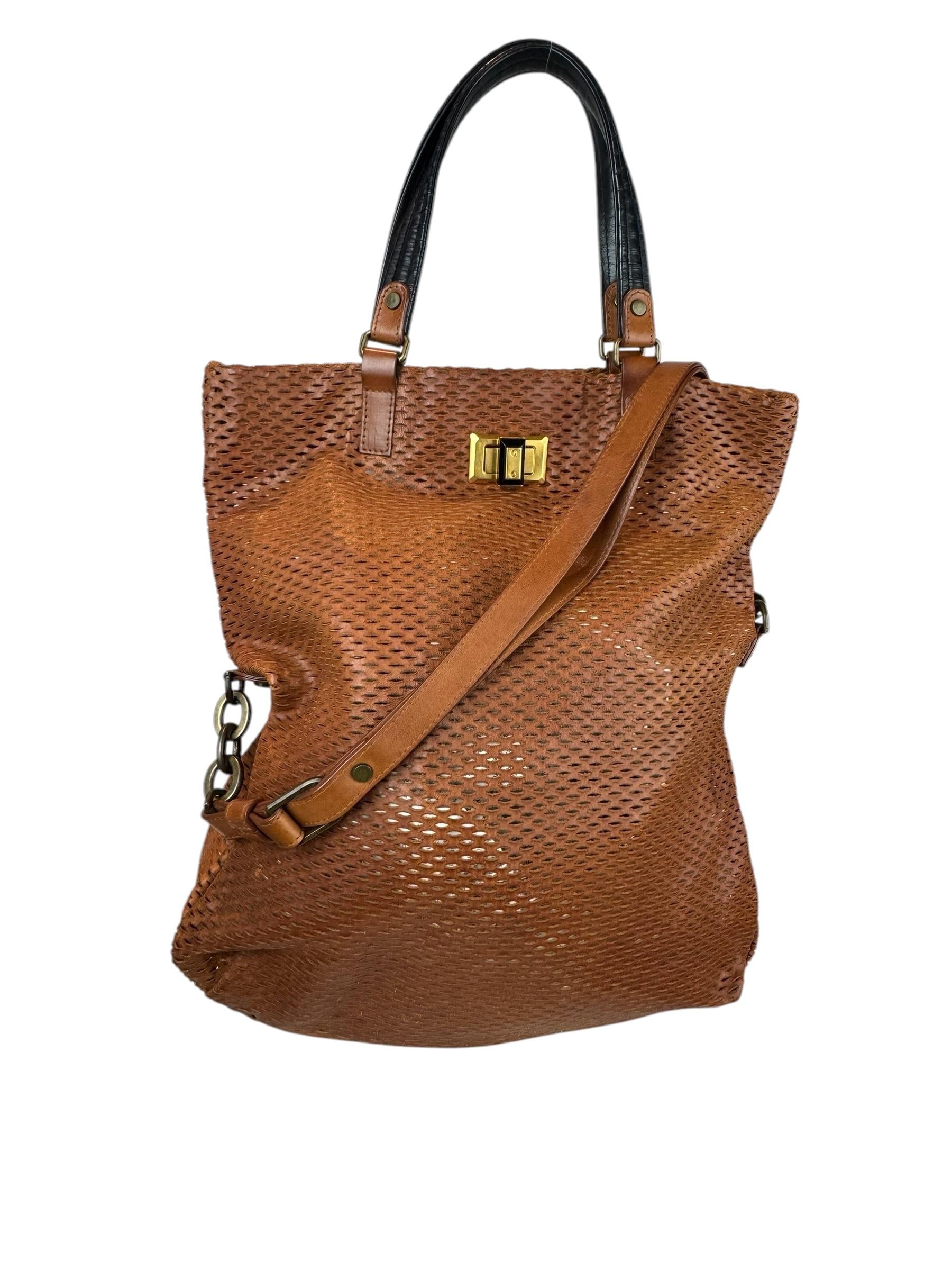 LANVIN MESH LEATHER TOTE BAG