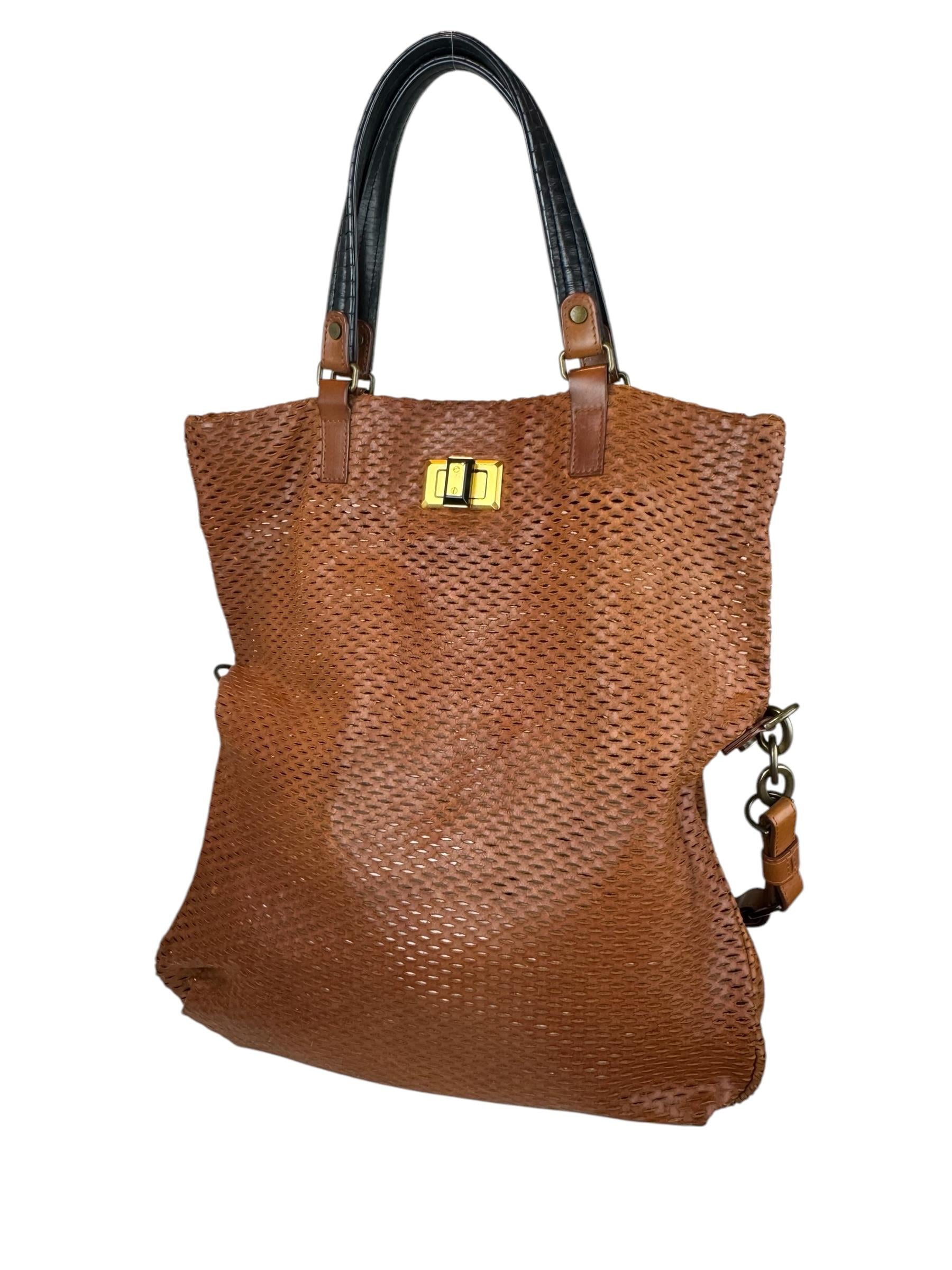 LANVIN MESH LEATHER TOTE BAG