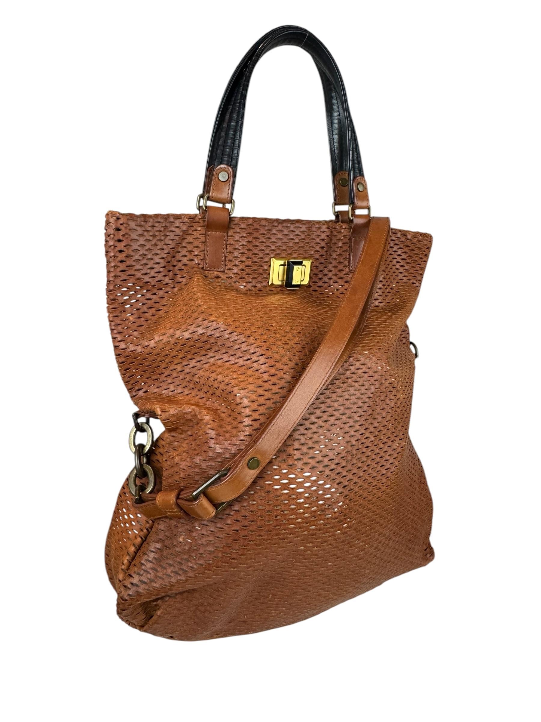 LANVIN MESH LEATHER TOTE BAG