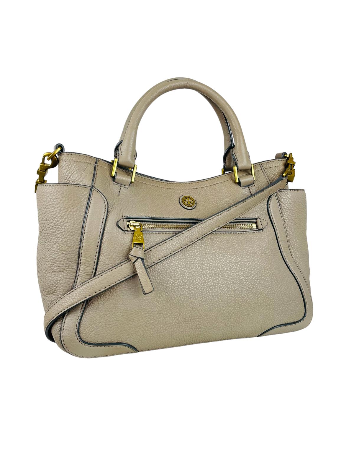 LEATHER BEIGE HANDBAG