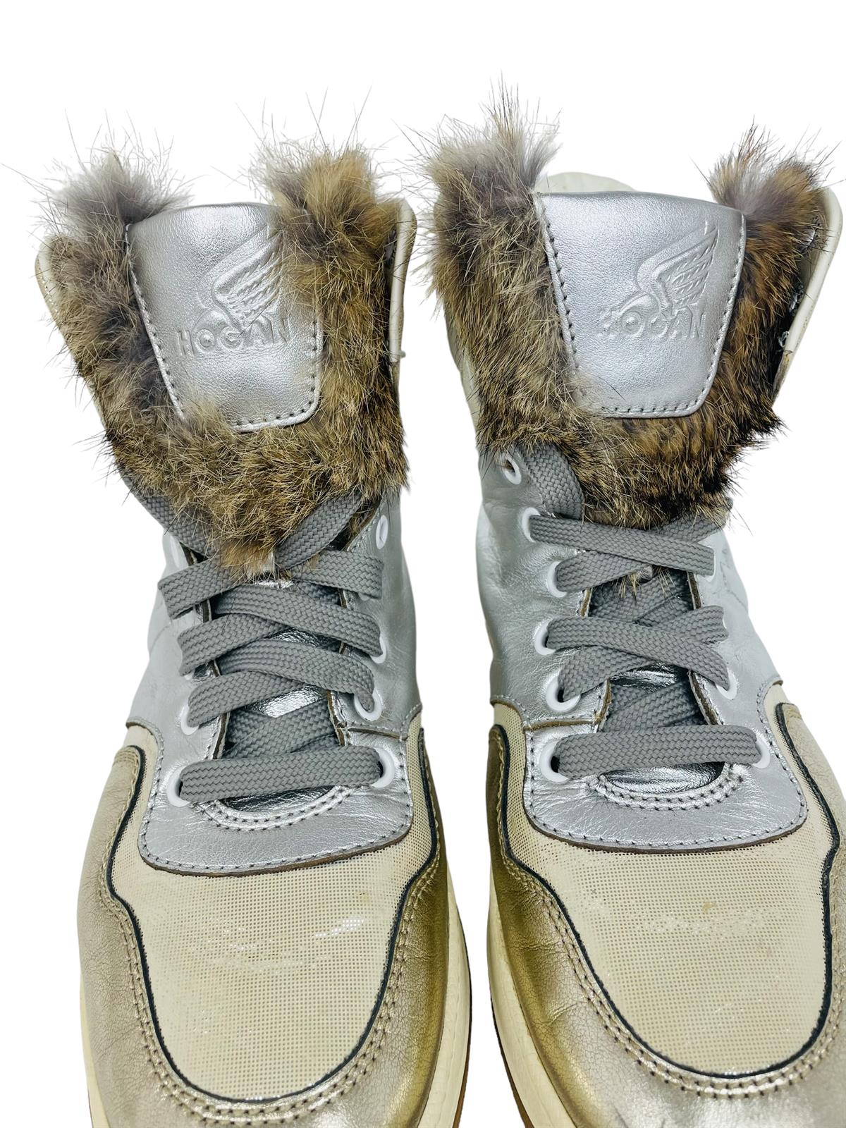 LEATHER&FUR SNEAKERS