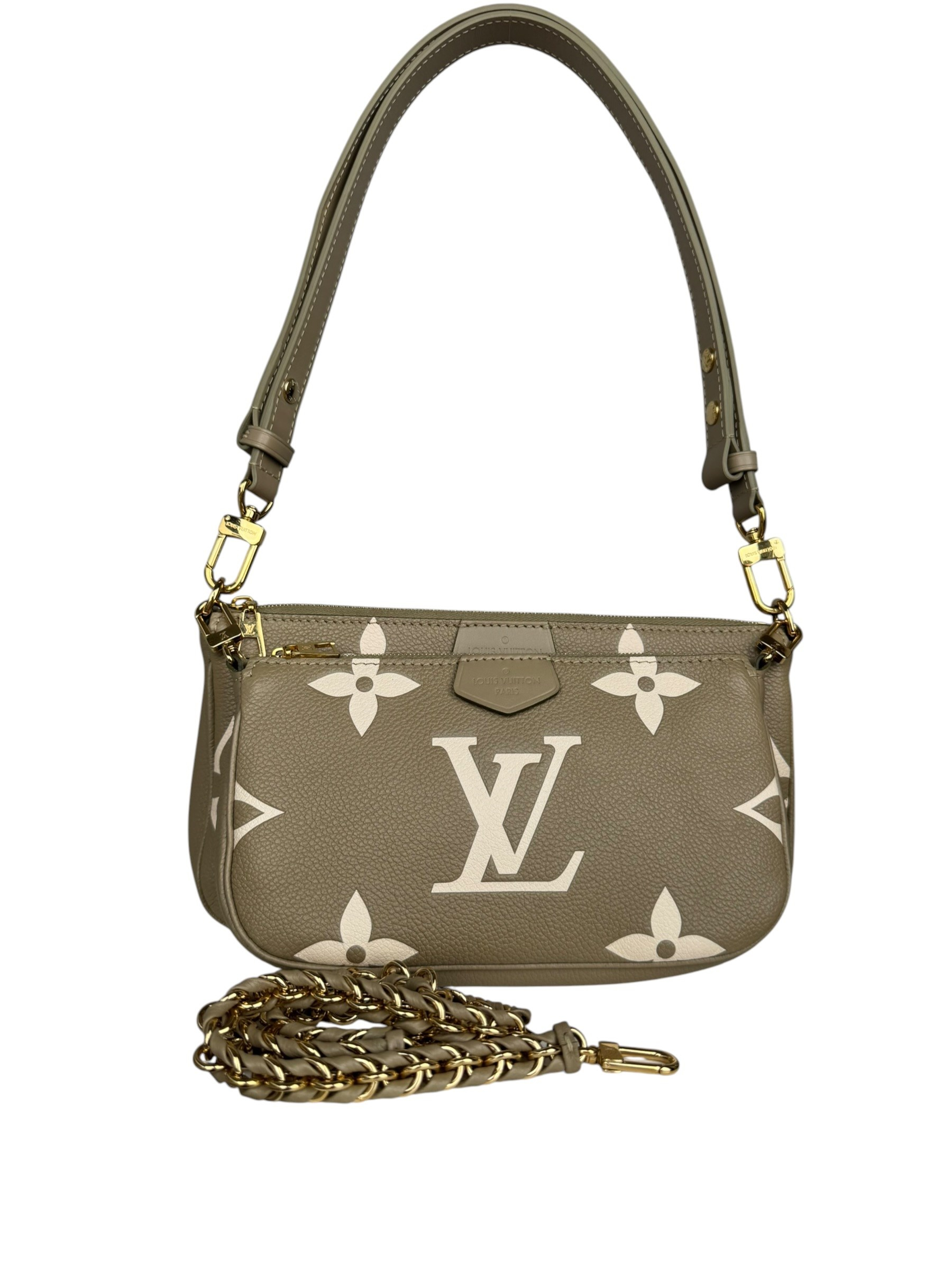 LOUIS VUITTON BEIGE EMPREINTE LEATHER POCHETTE ACCESSOIRES