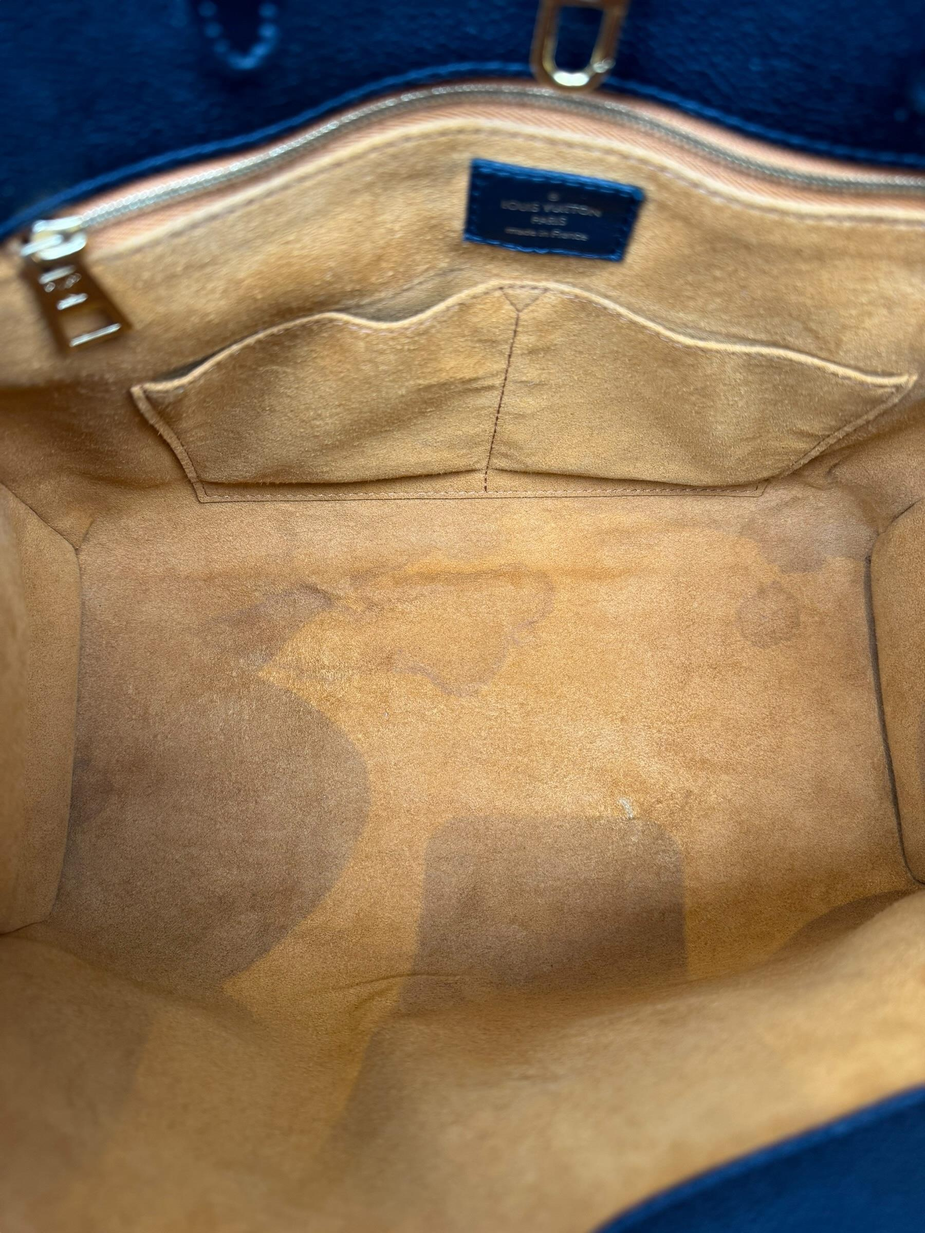 LOUIS VUITTON BLACK EMPREINTE LEATHER ON THE GO MM TOTE BAG