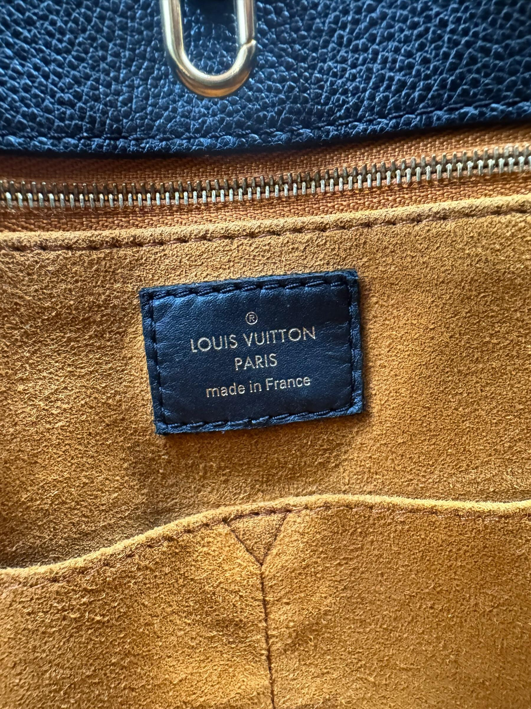 LOUIS VUITTON BLACK EMPREINTE LEATHER ON THE GO MM TOTE BAG