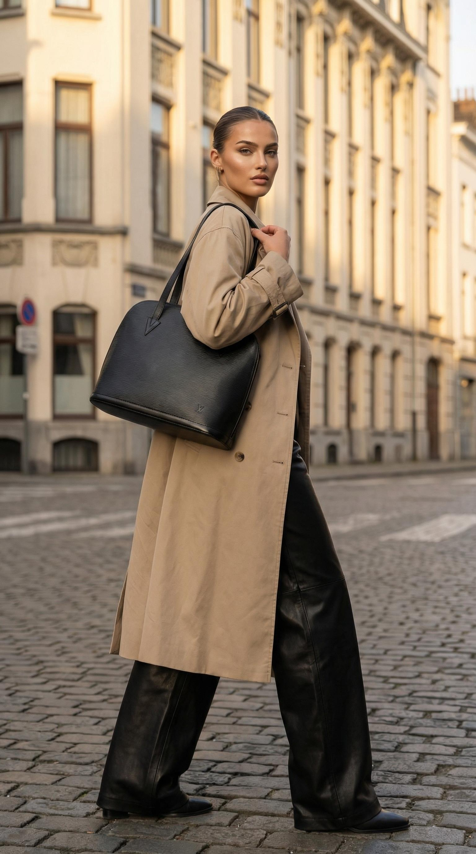 LOUIS VUITTON BLACK EPI TOTE BAG