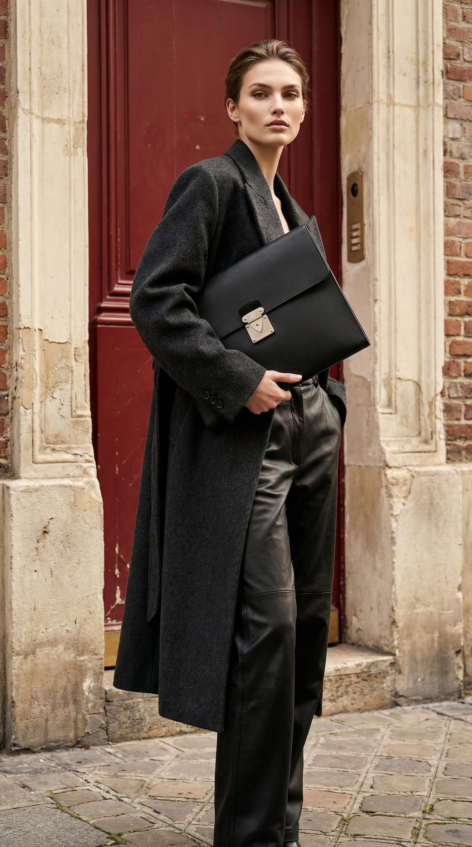 LOUIS VUITTON BLACK TAIGA POUCH