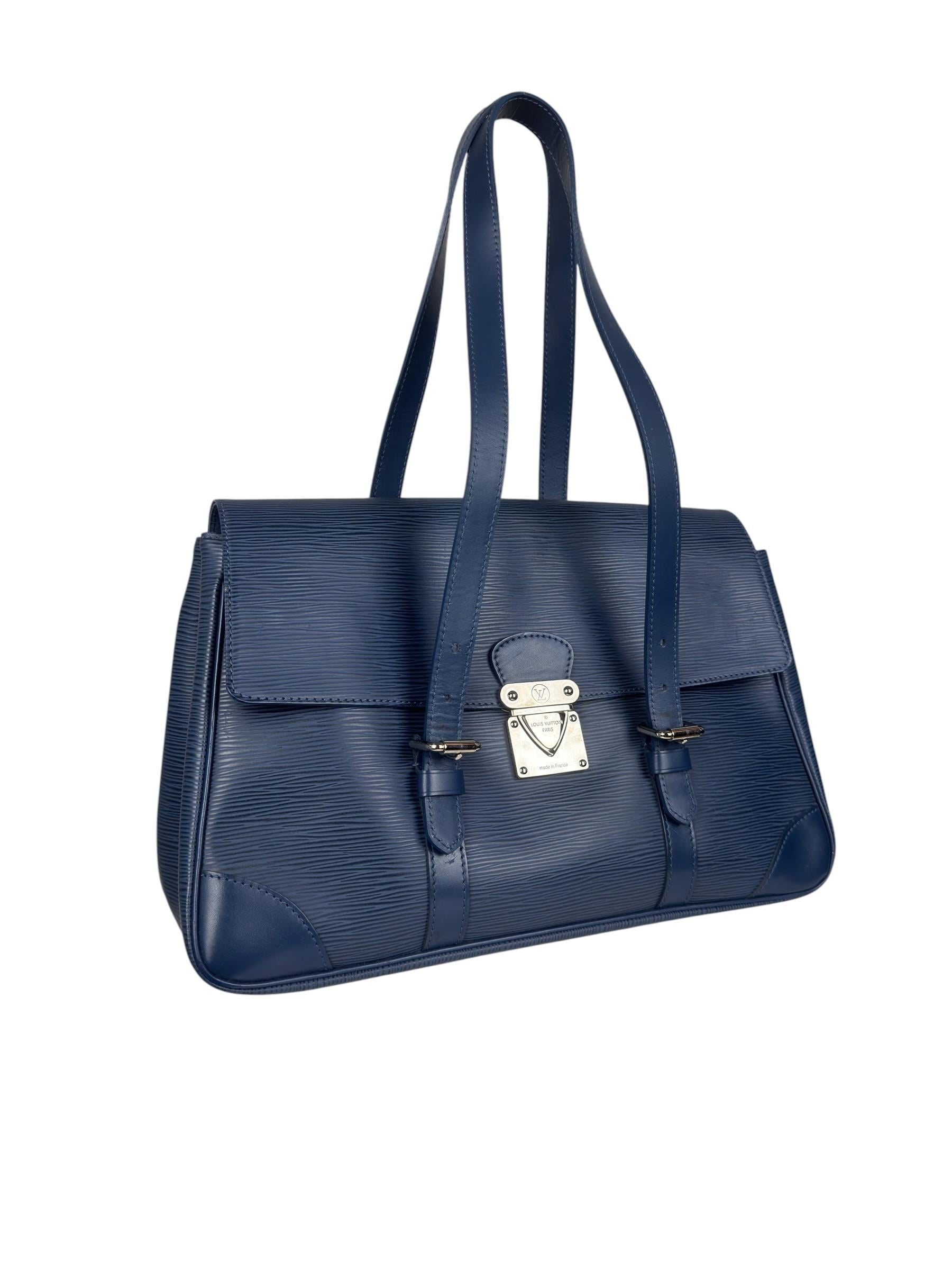 LOUIS VUITTON BLUE EPI SEGUR MM SHOULDER BAG