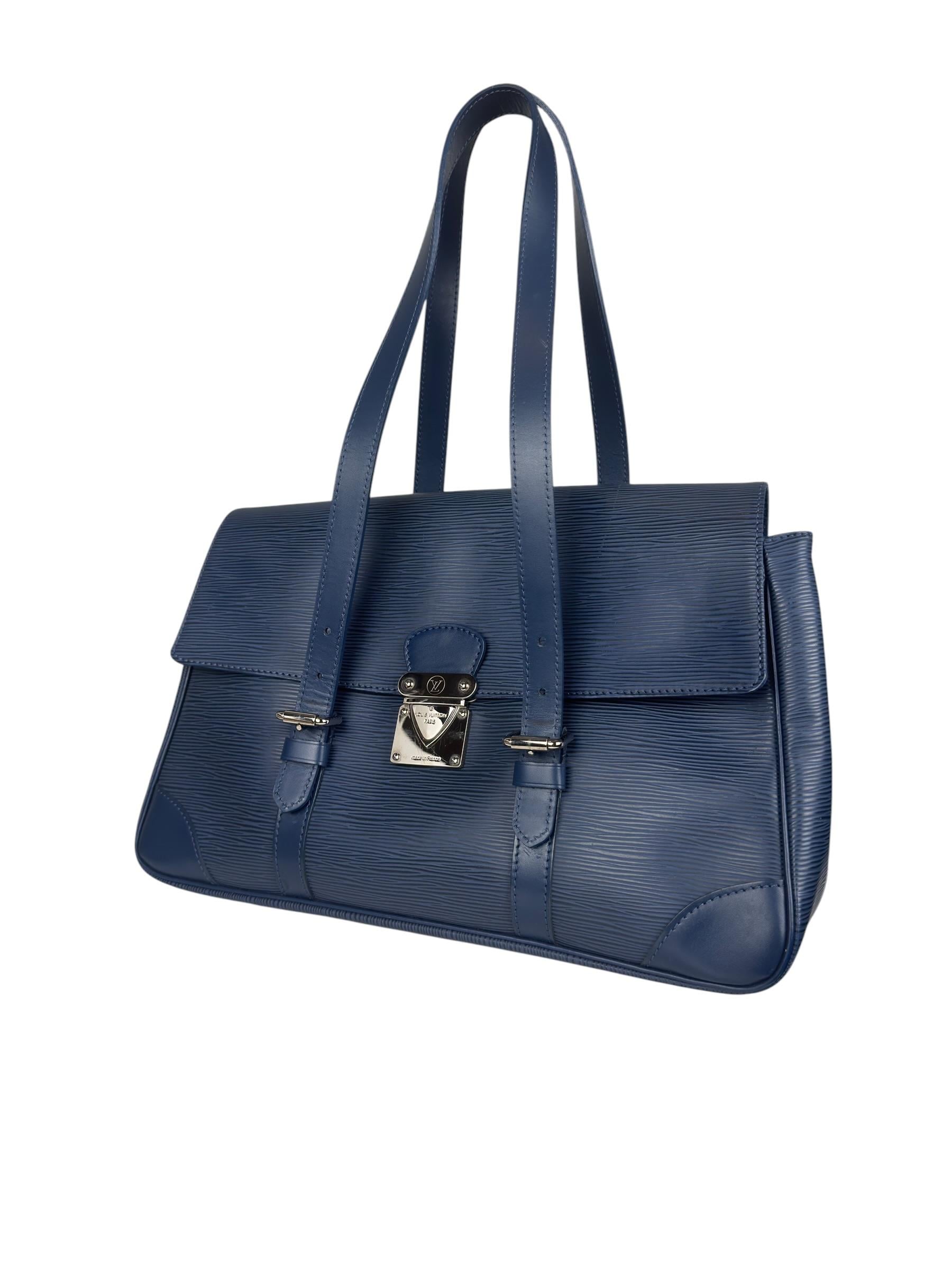 LOUIS VUITTON BLUE EPI SEGUR MM SHOULDER BAG