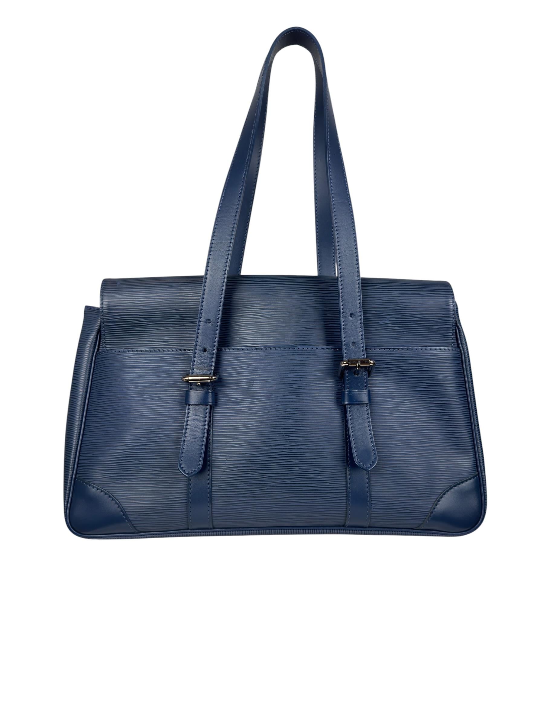LOUIS VUITTON BLUE EPI SEGUR MM SHOULDER BAG
