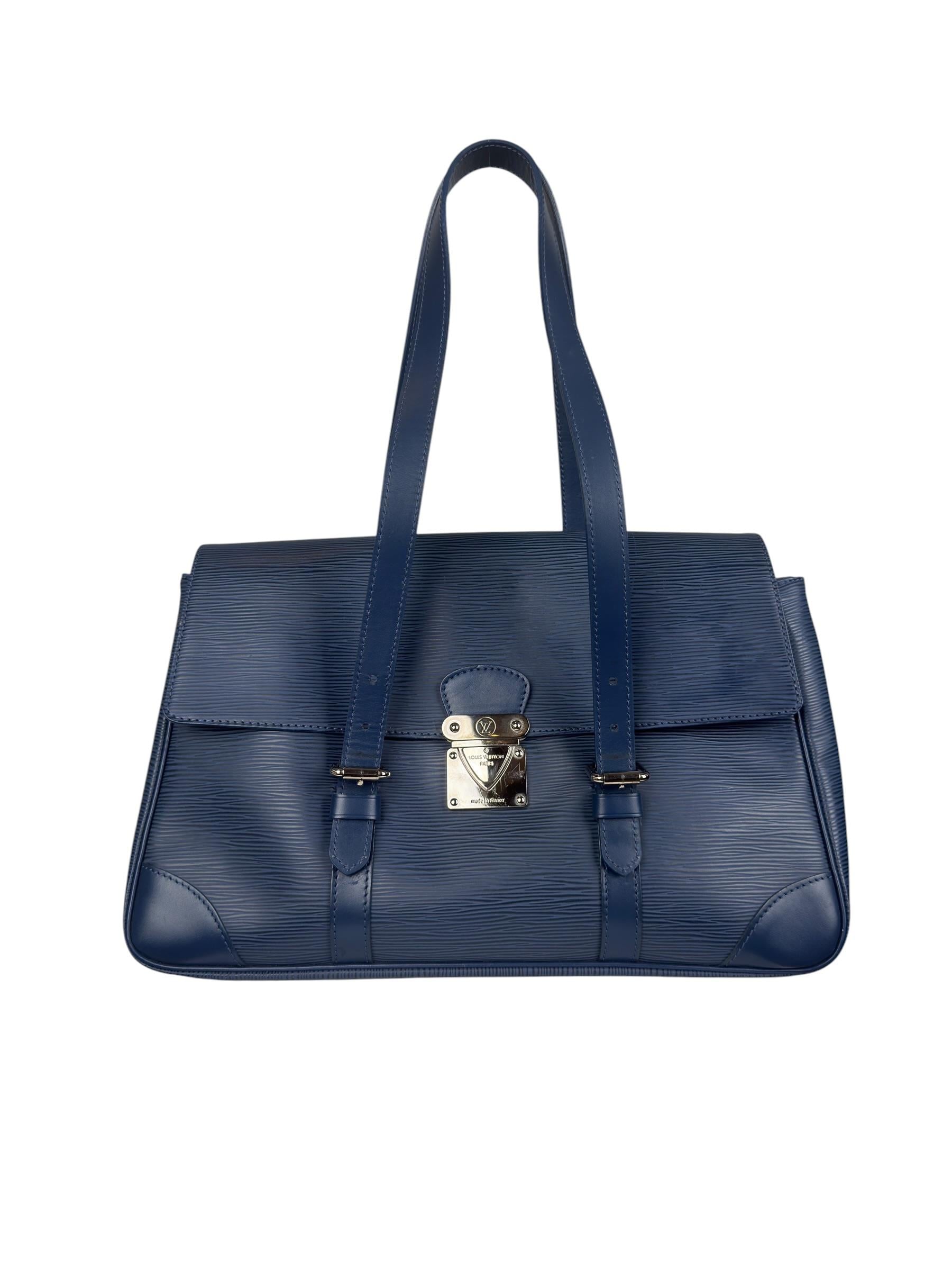 LOUIS VUITTON BLUE EPI SEGUR MM SHOULDER BAG