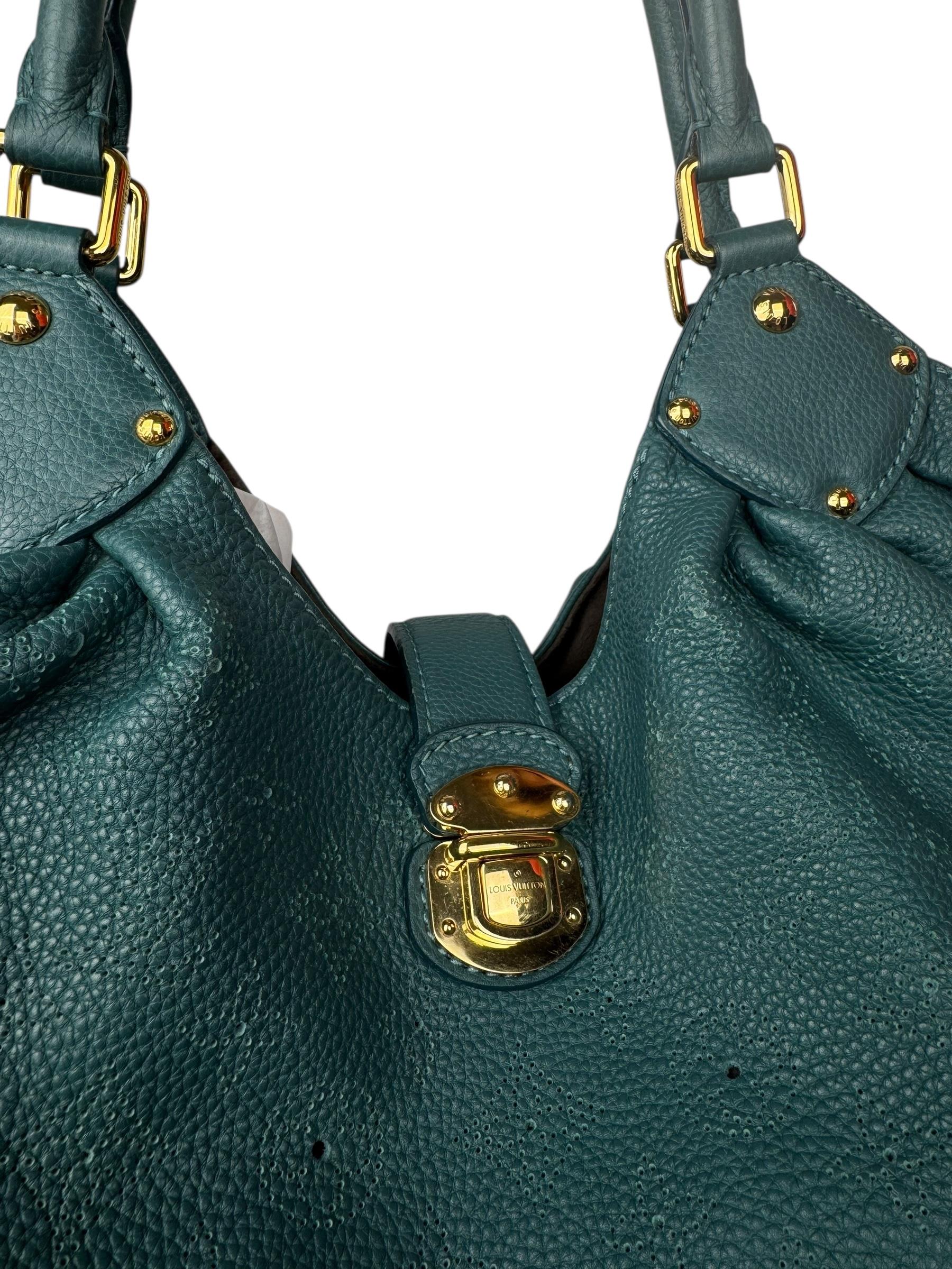 LOUIS VUITTON GREEN MAHINA TOTE BAG