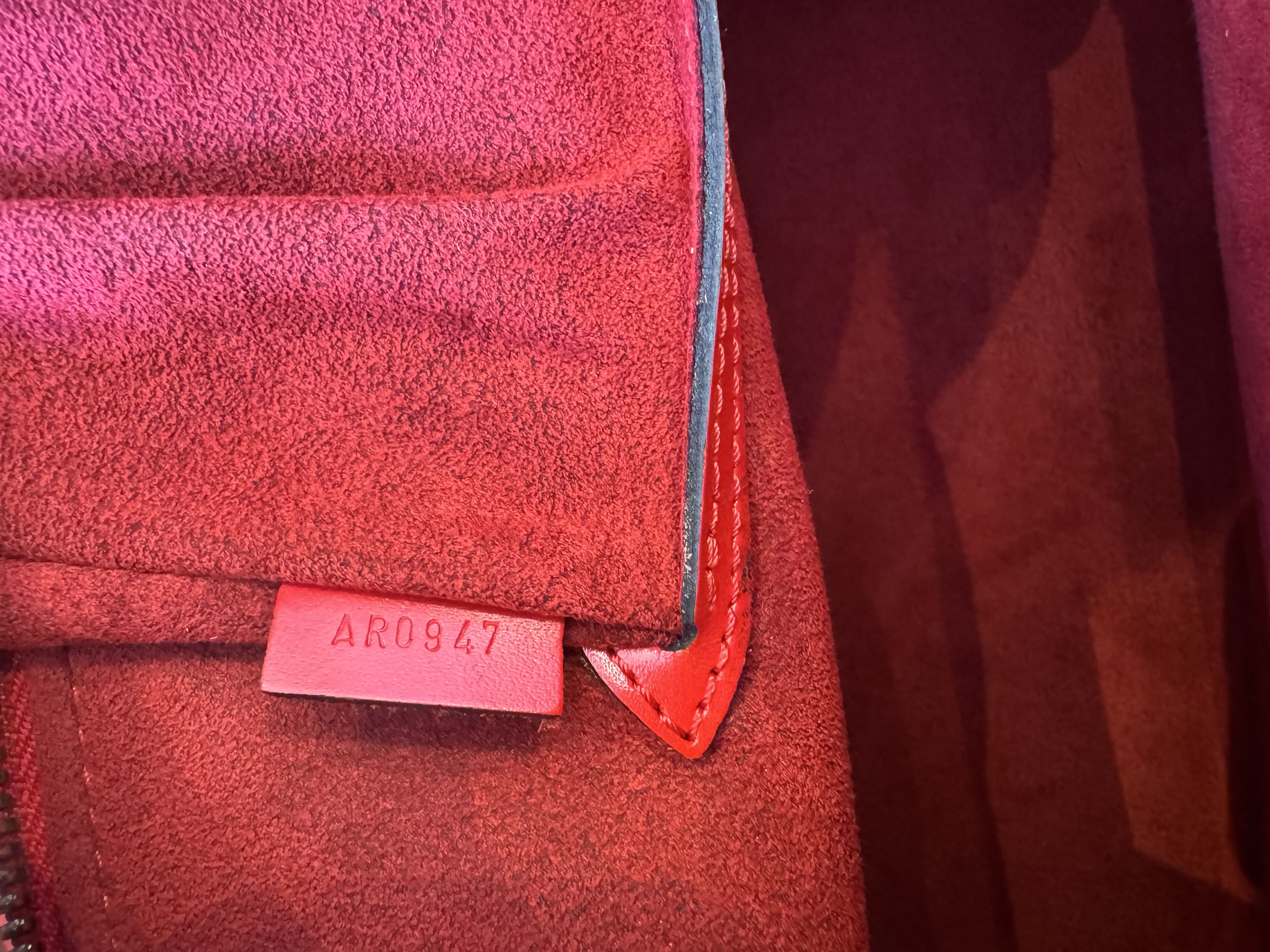 LOUIS VUITTON RED EPI ALMA HANDBAG