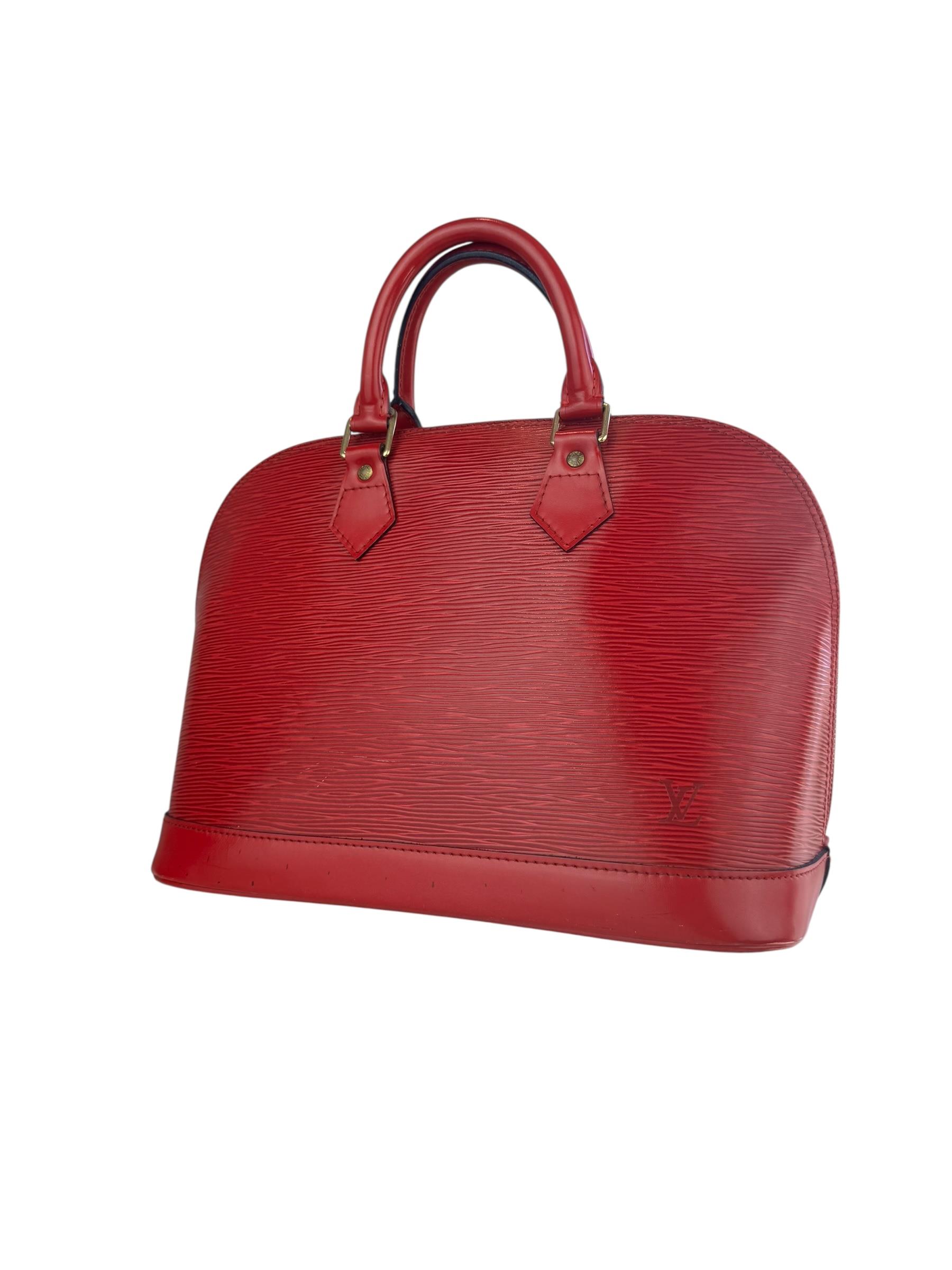 LOUIS VUITTON RED EPI ALMA HANDBAG
