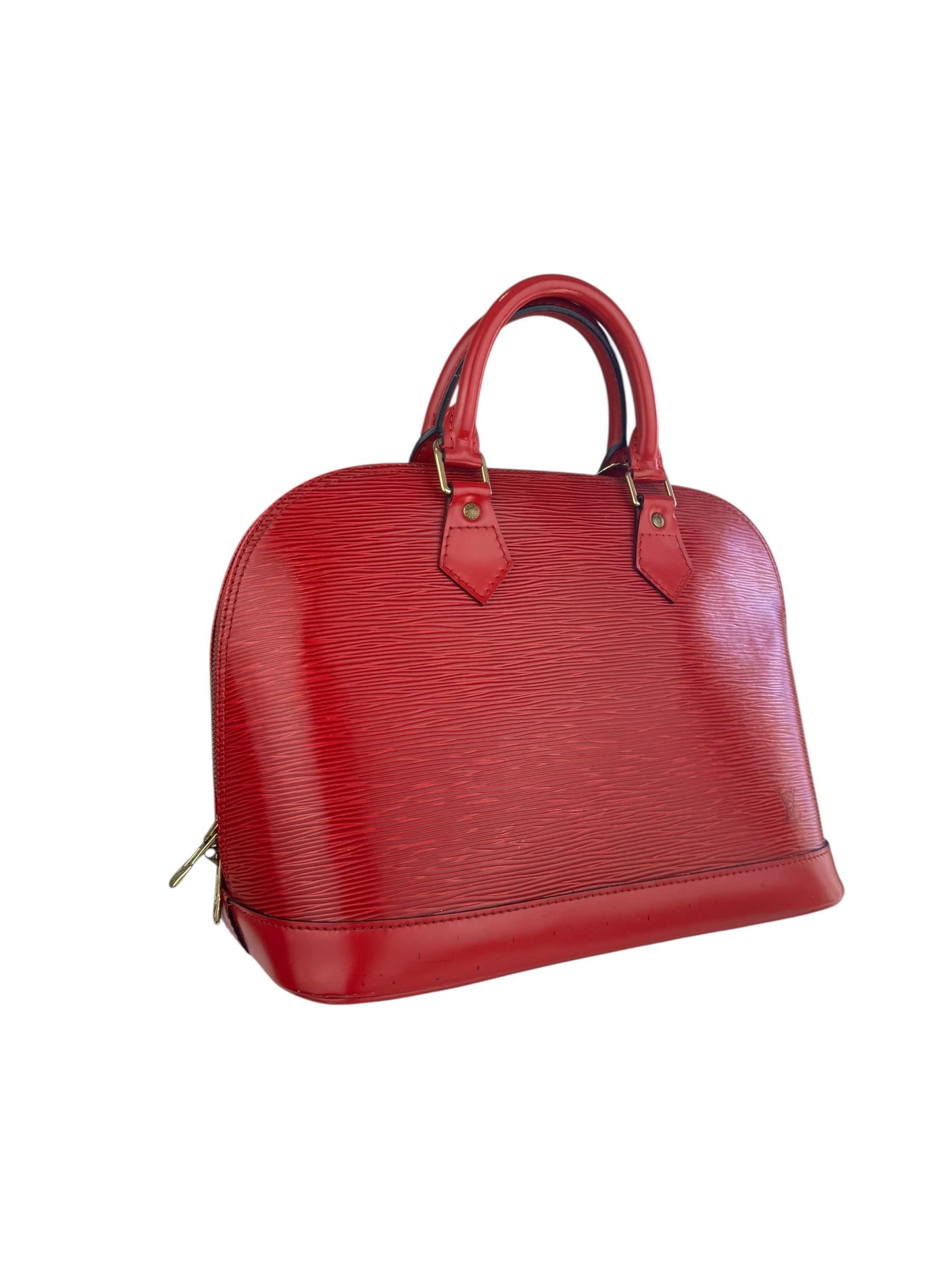 LOUIS VUITTON RED EPI ALMA HANDBAG