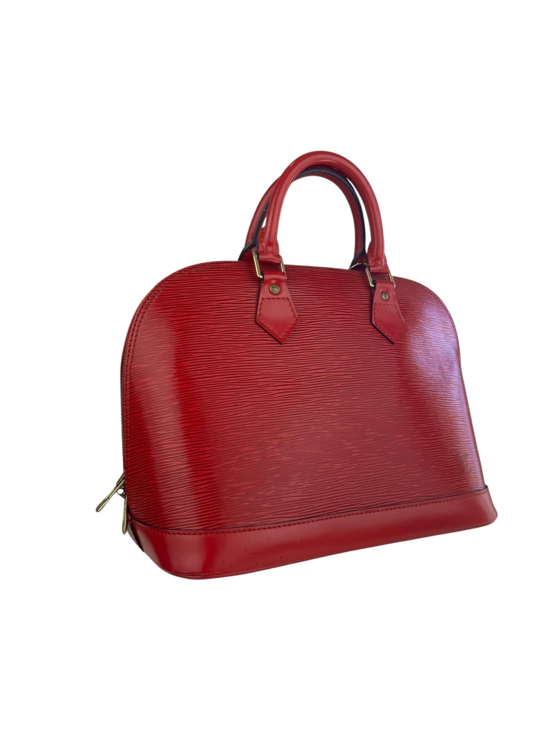 LOUIS VUITTON RED EPI ALMA HANDBAG