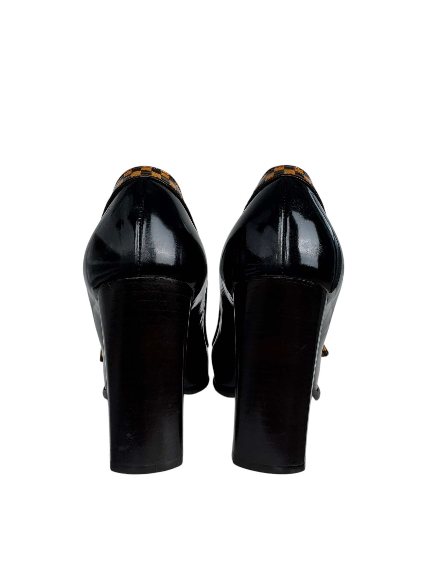LOUIS VUITTON VINTAGE DAMIER SQUARE TOE PUMPS
