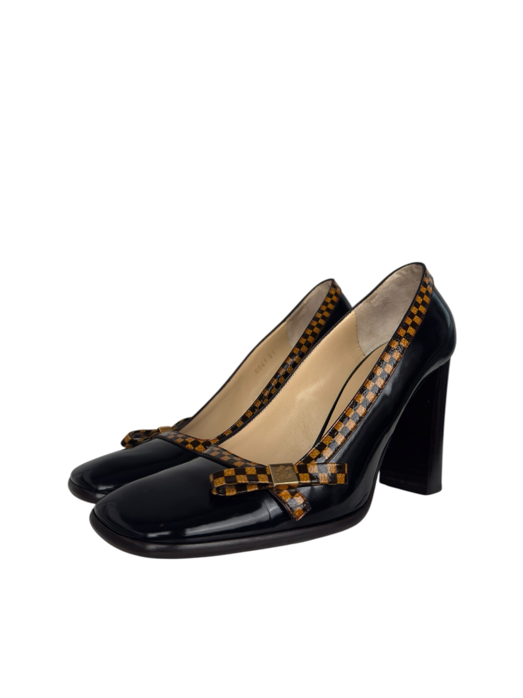 LOUIS VUITTON VINTAGE DAMIER SQUARE TOE PUMPS