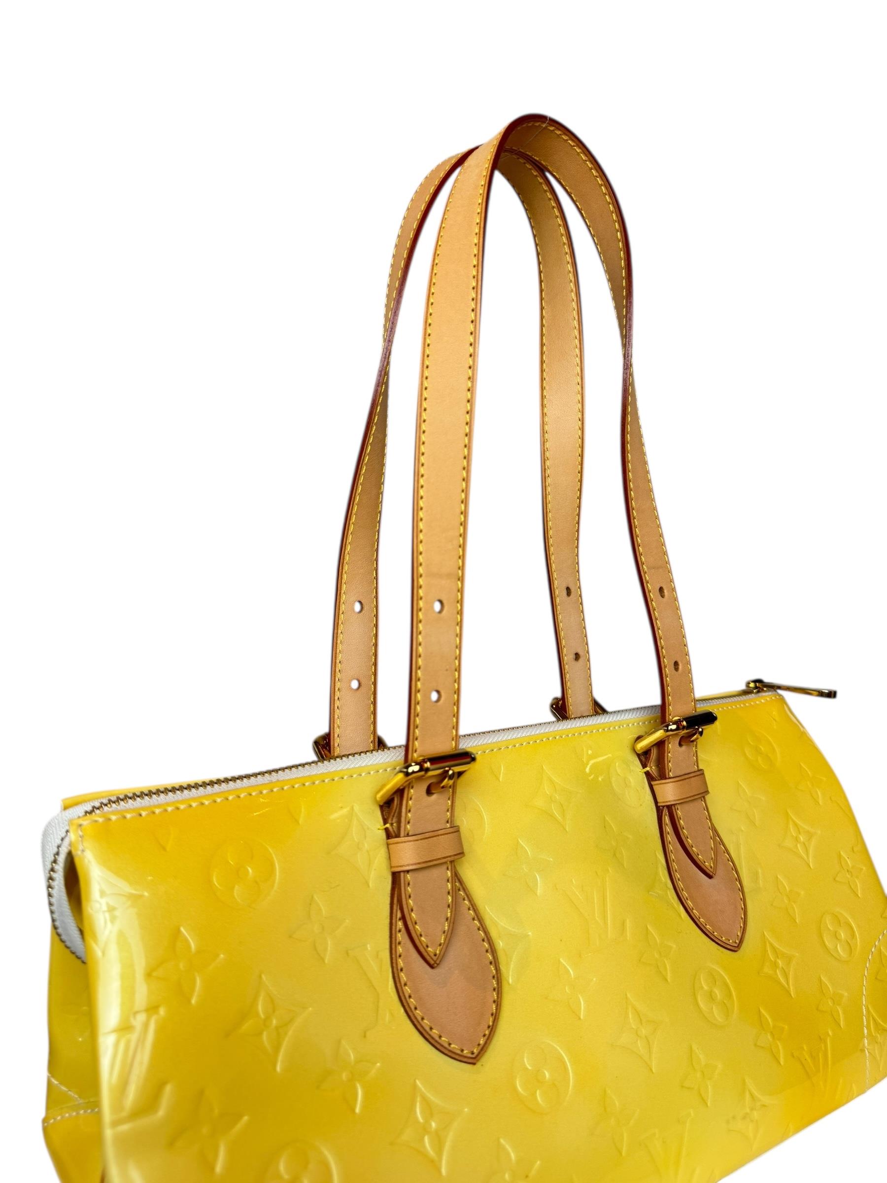 LOUIS VUITTON YELLOW PERLE VERNIS AVENUE BAG