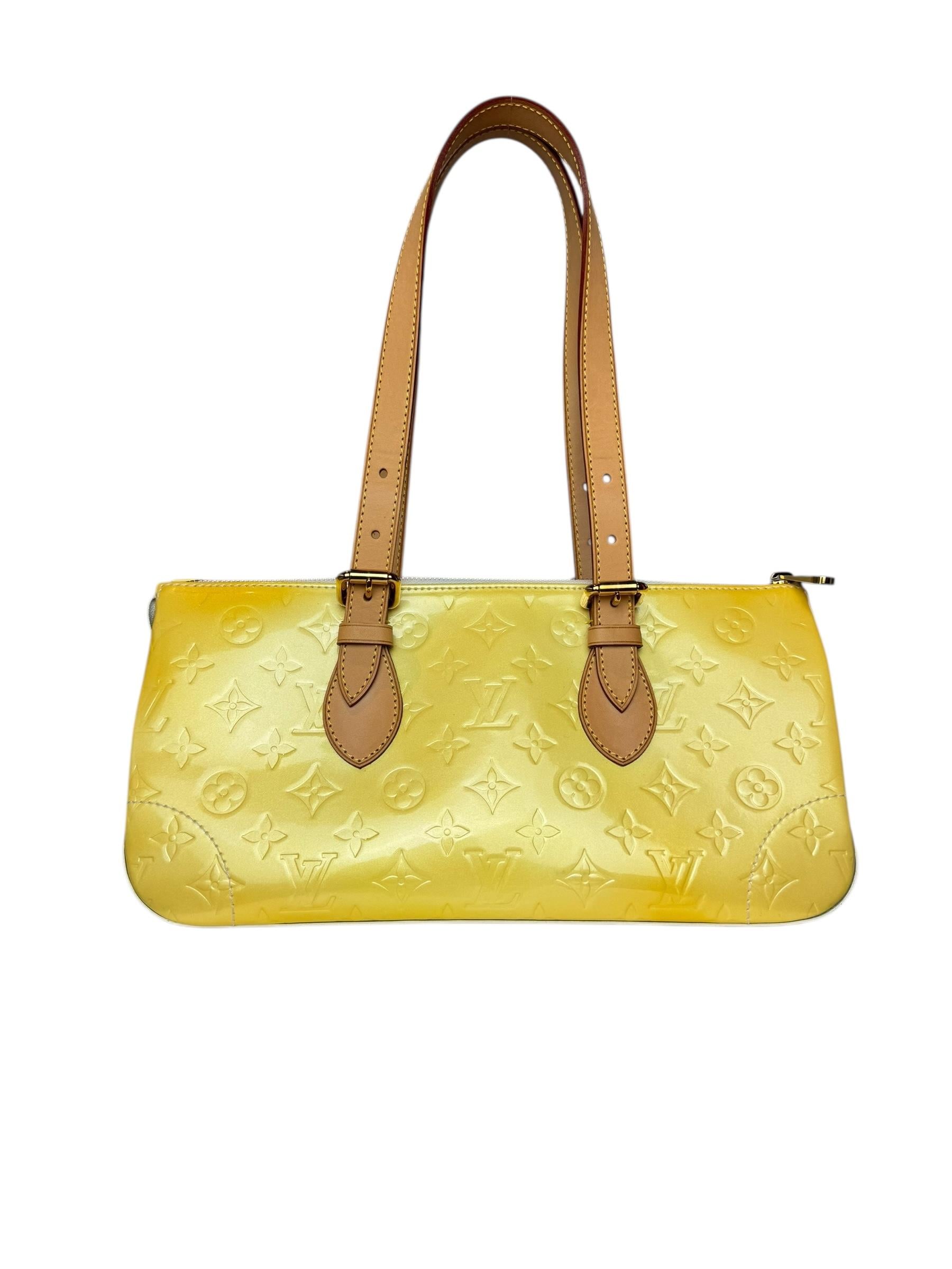 LOUIS VUITTON YELLOW PERLE VERNIS AVENUE BAG